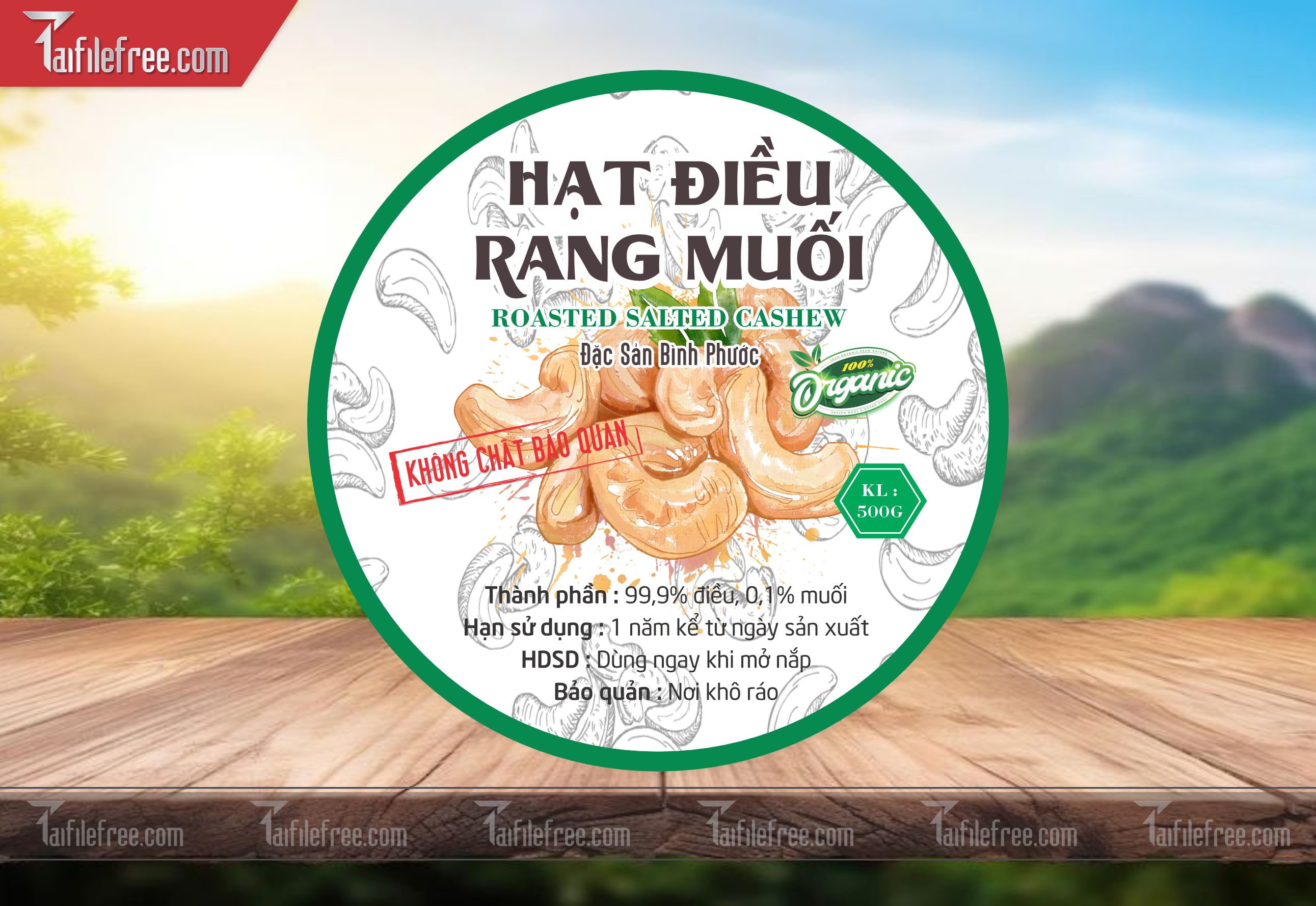 Mẫu Thiết Kế Tem Nhãn, Tem Hạt Điều Rang Muối TN59