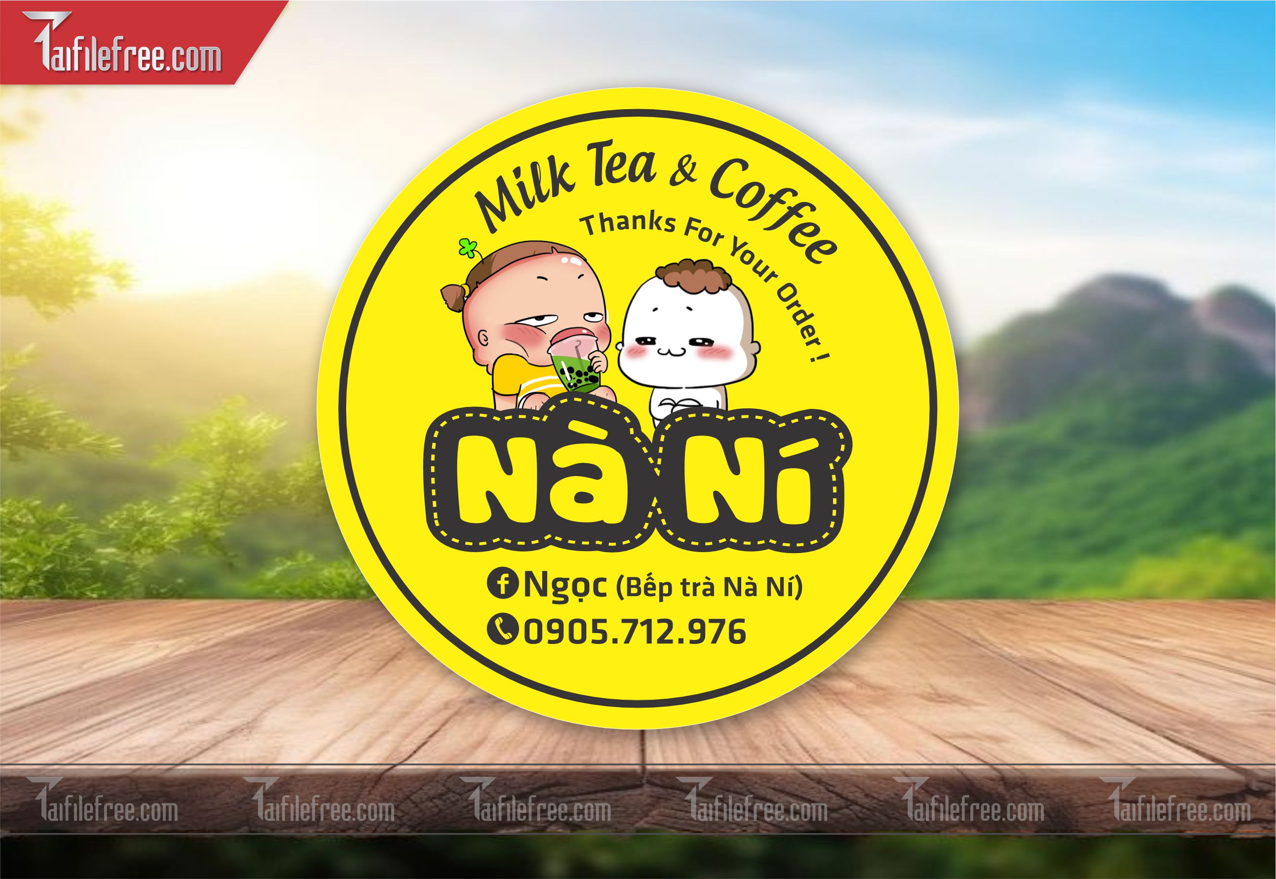 Mẫu Thiết Kế Tem Nhãn, Tem Milk Tea & Coffee TN64