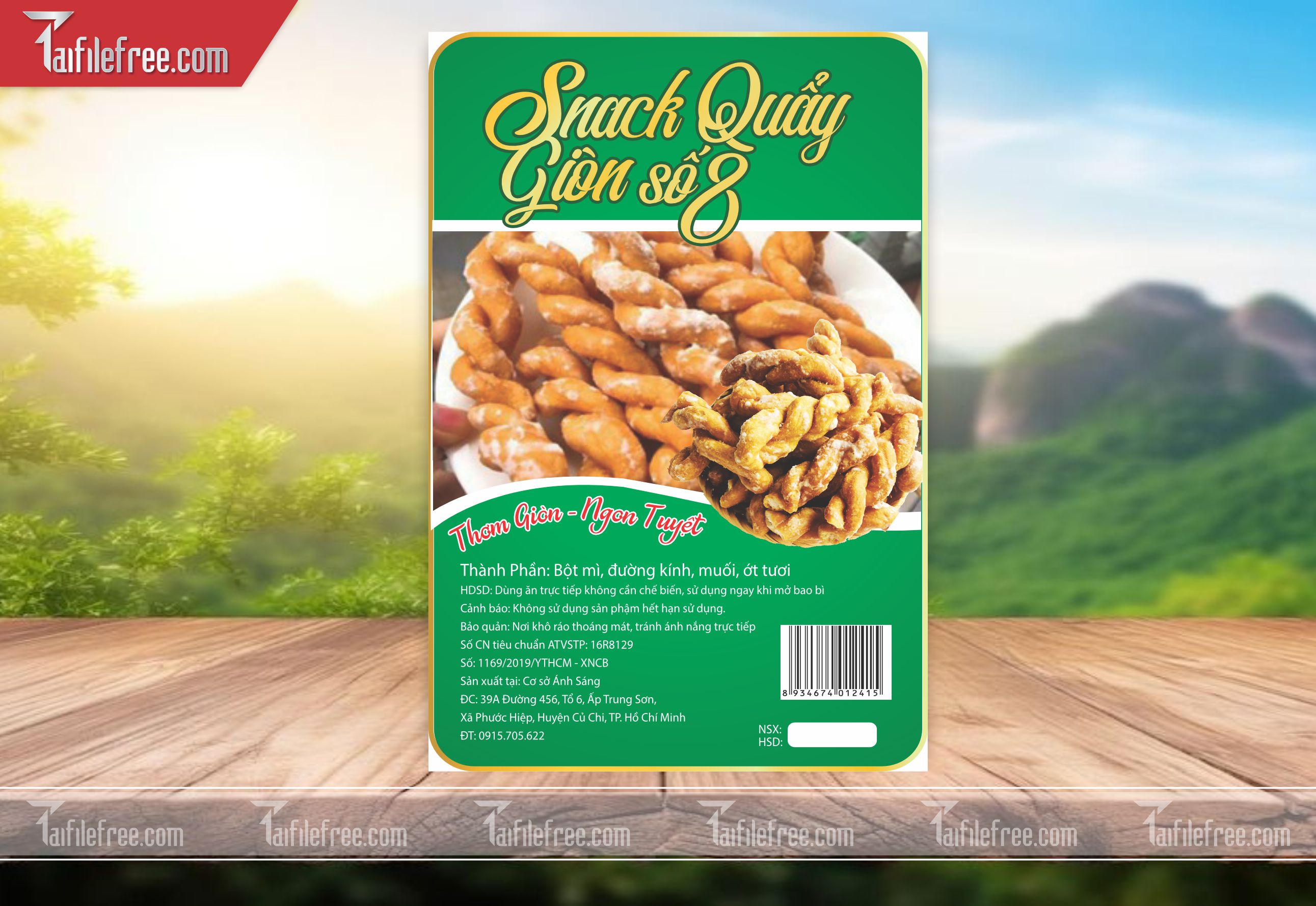 Mẫu Thiết Kế Tem Snack Quẩy TN88