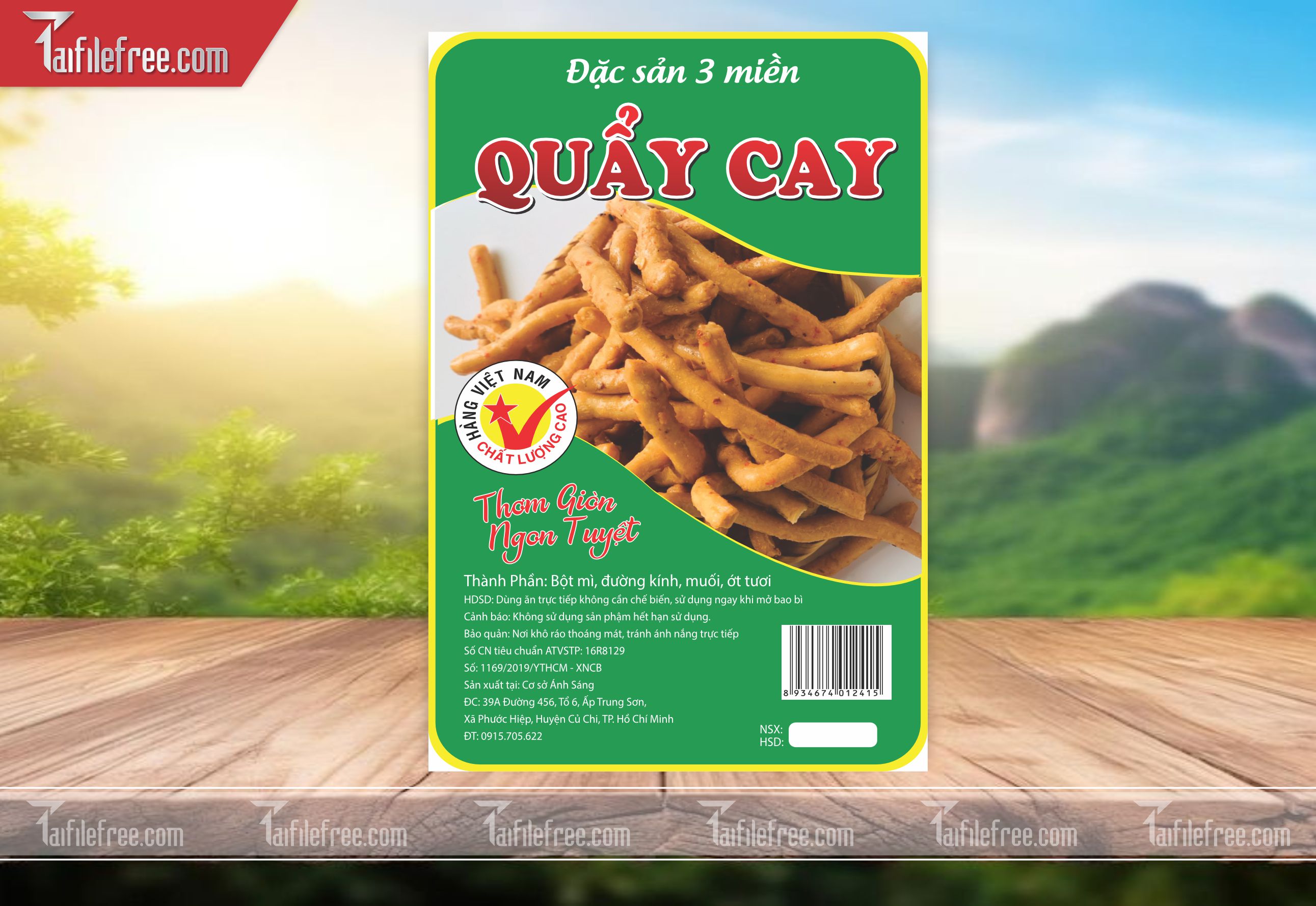 Mẫu Thiết Kế Tem Snack Quẩy Cay TN89