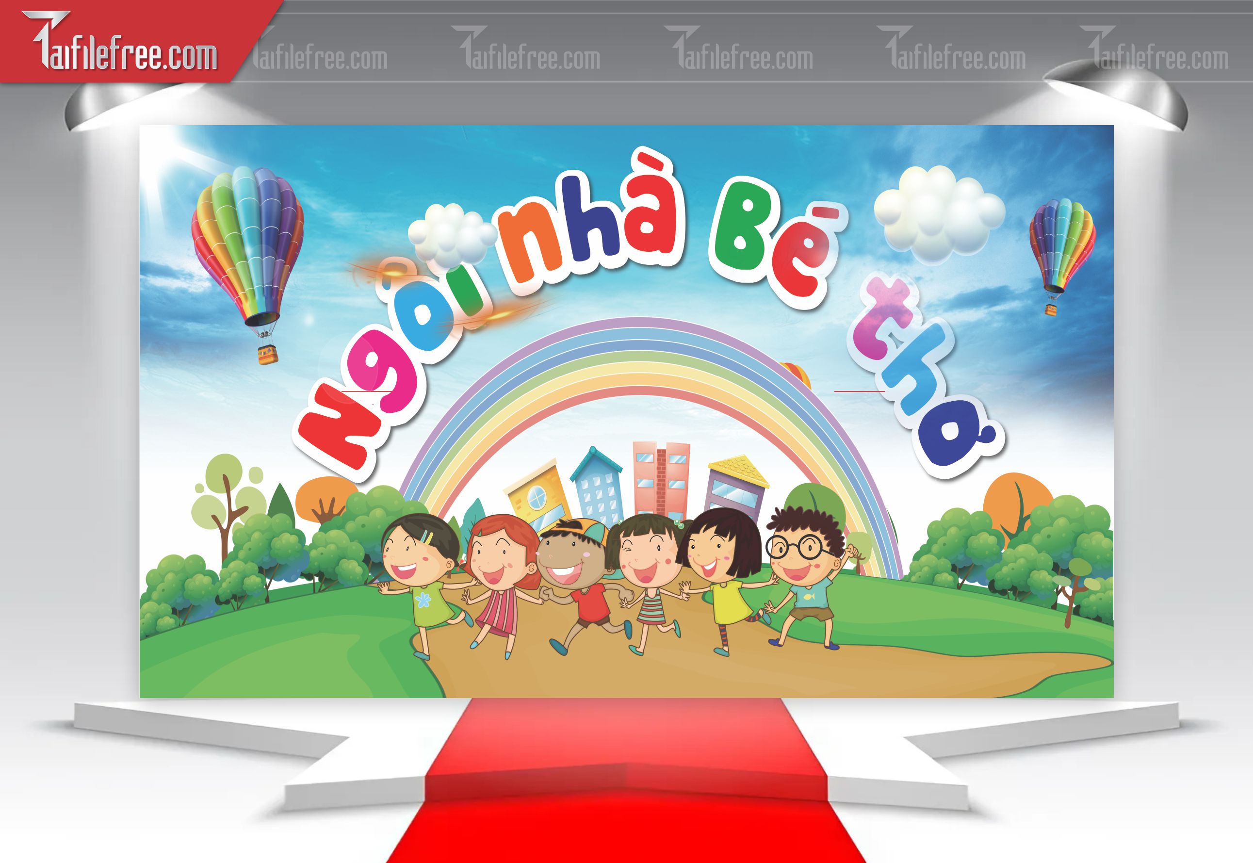 Backdrop Phông Ngôi Nhà Bé Thơ Mừng Ngày Quốc Tế Thiếu Nhi_TNV82