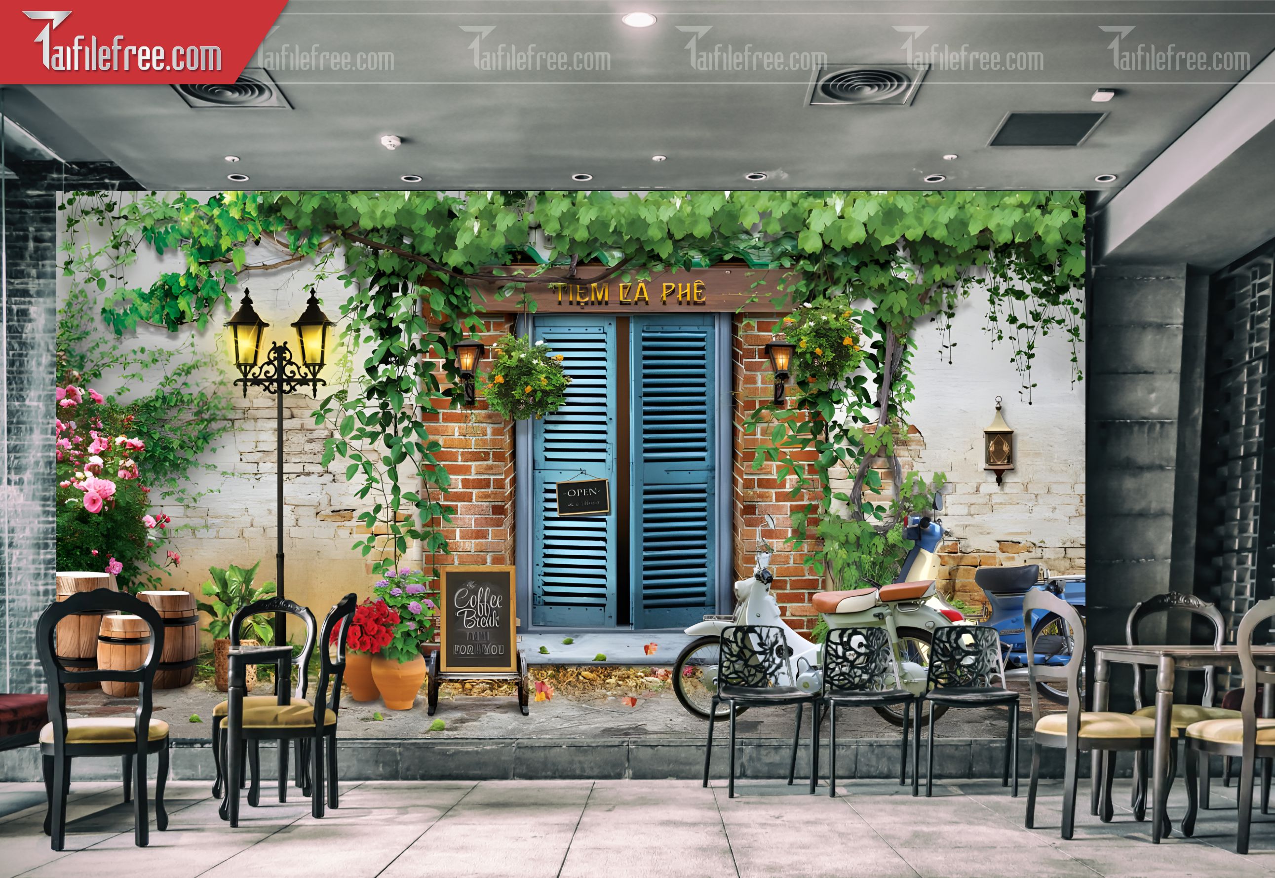 File Tranh Tường Trang Trí Quán Cà Phê, Trà Sữa_TP104