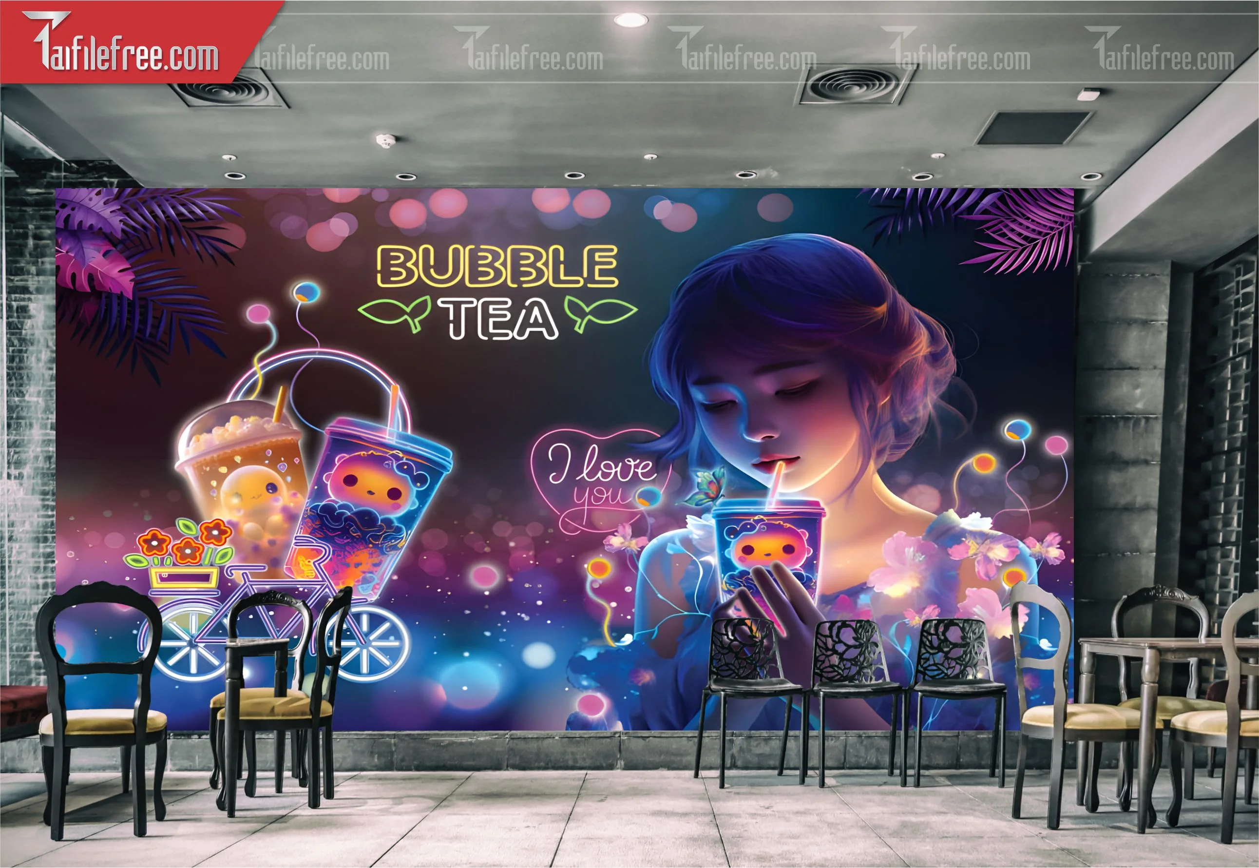 File Tranh Tường Trang Trí Quán Cà Phê, Trà Sữa_TP106