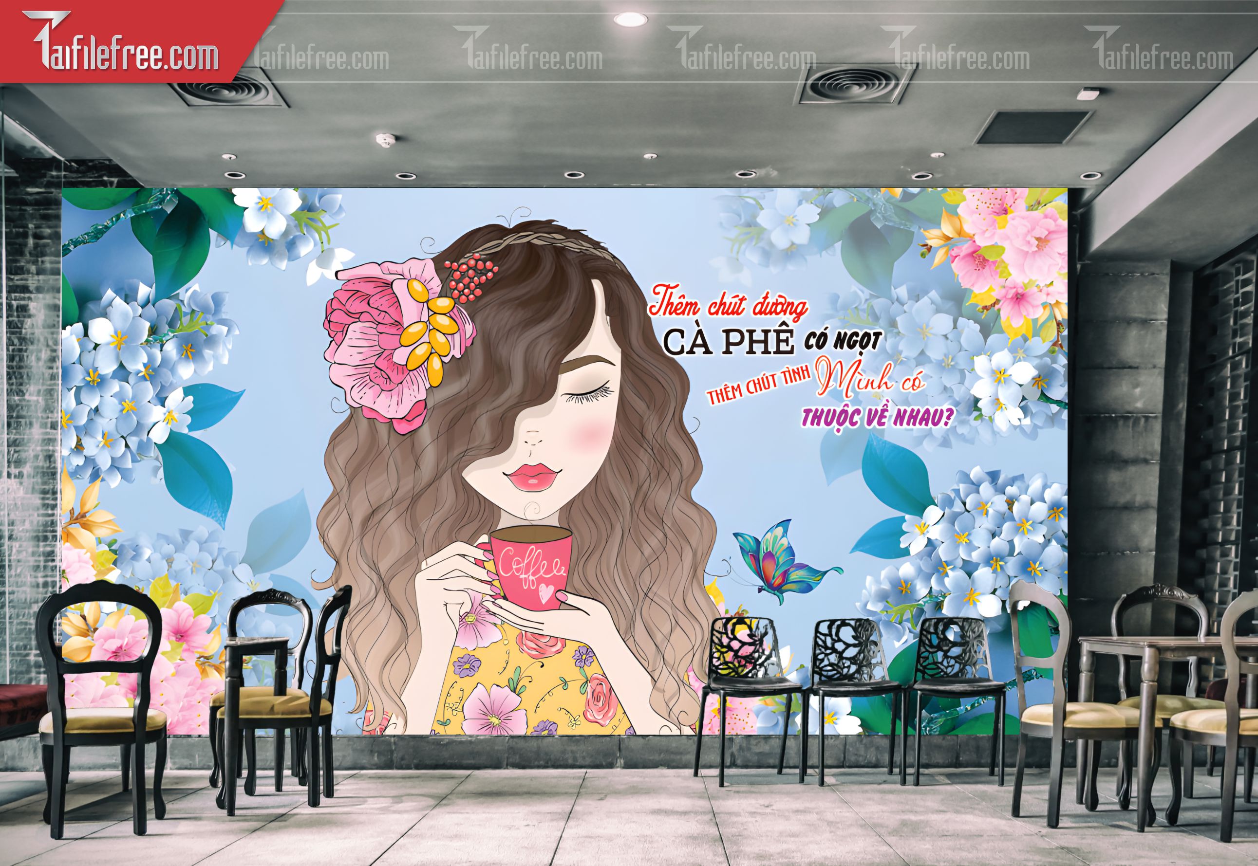File Tranh Tường Trang Trí Quán Cà Phê, Trà Sữa_TP109