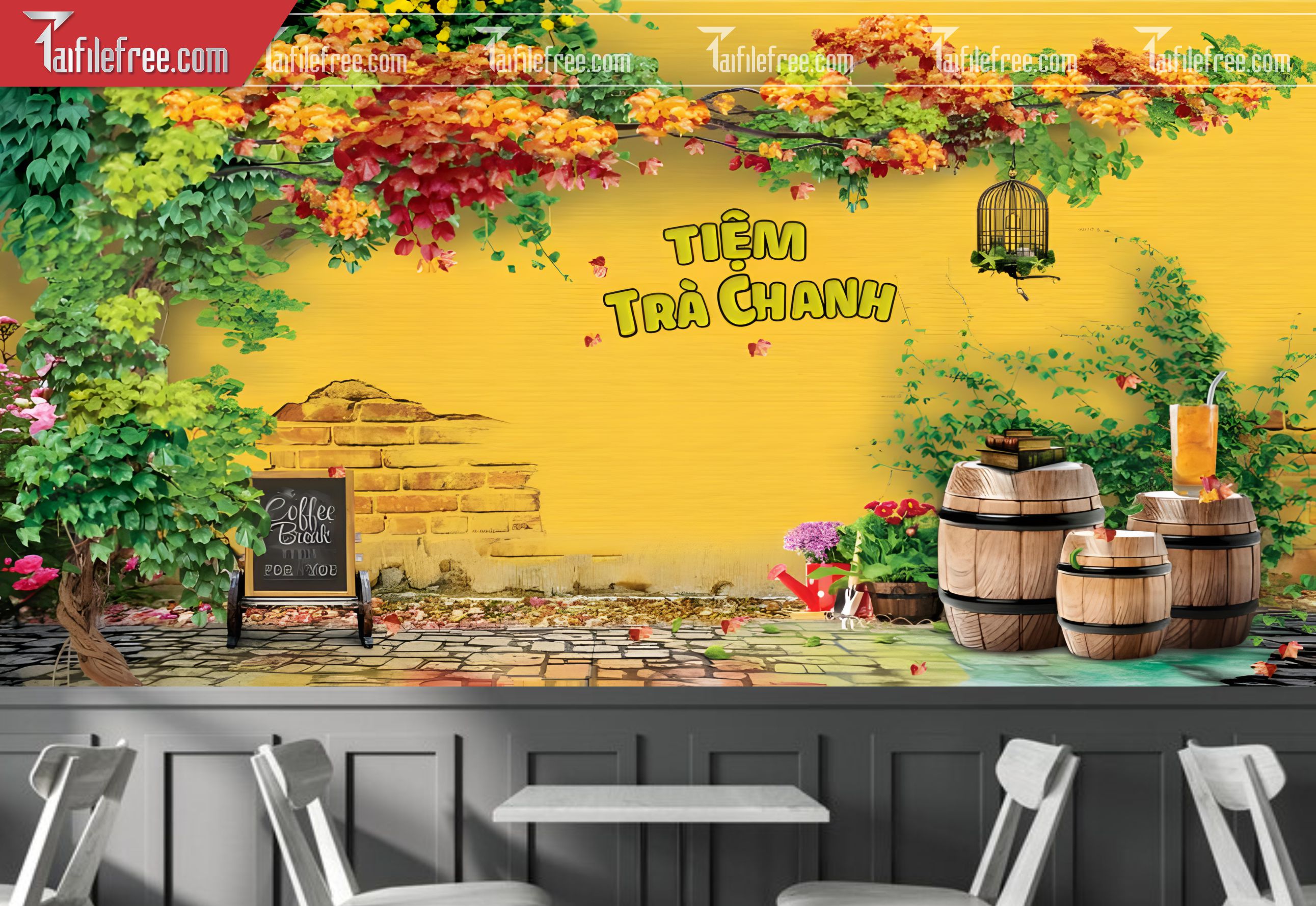 File Thiết Kế Tranh Tường Quán Trà Chanh, Trà Sữa_TP41