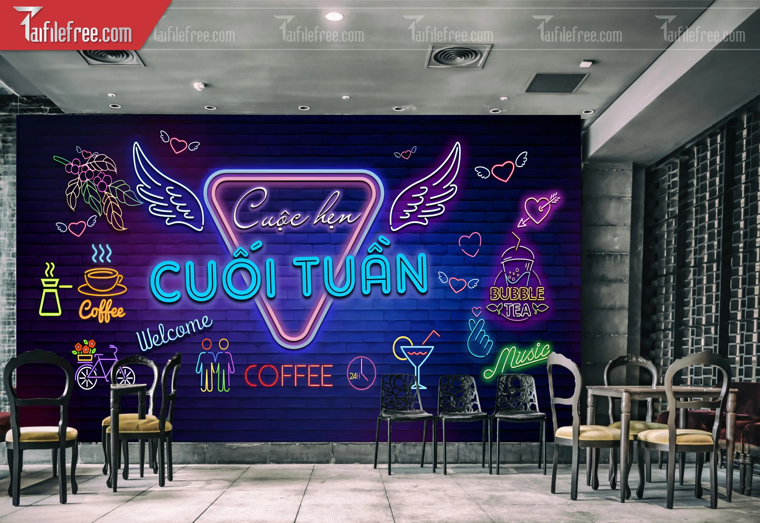 File Tranh Tường Trang Trí Quán Cà Phê, Trà Sữa_TP46