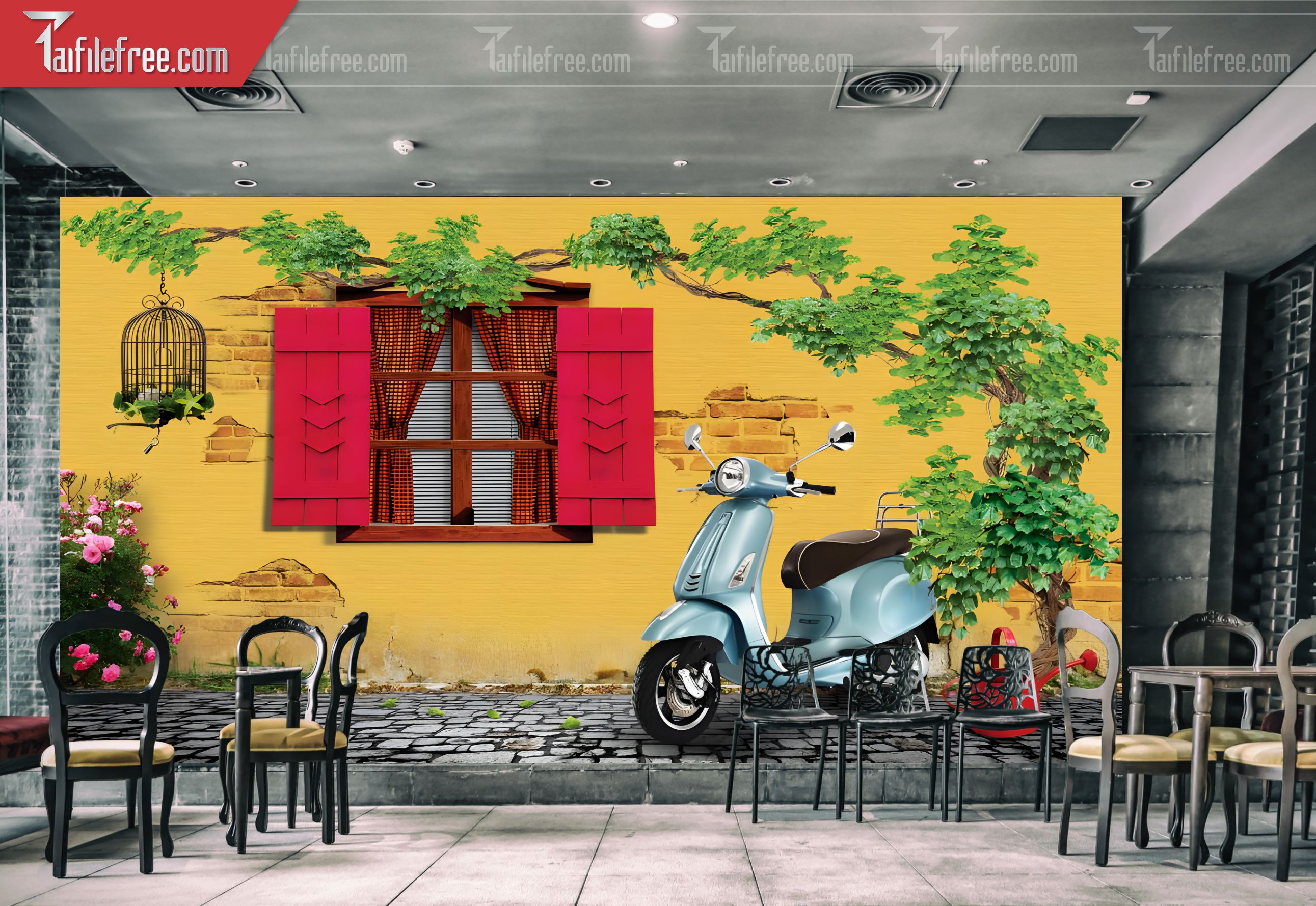 File Tranh Tường Trang Trí Quán Cà Phê, Trà Sữa_TP55