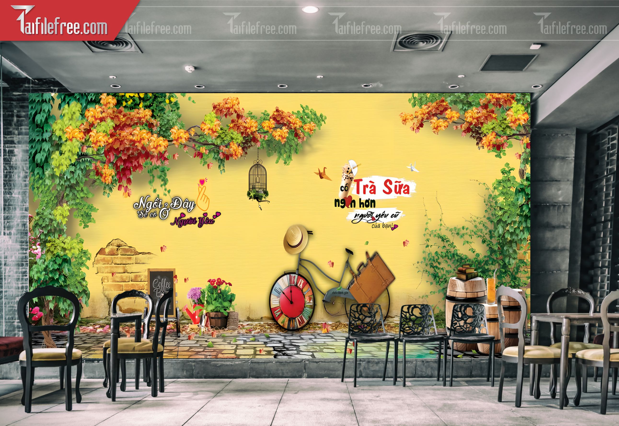 File Tranh Tường Trang Trí Quán Cà Phê, Trà Sữa_TP58
