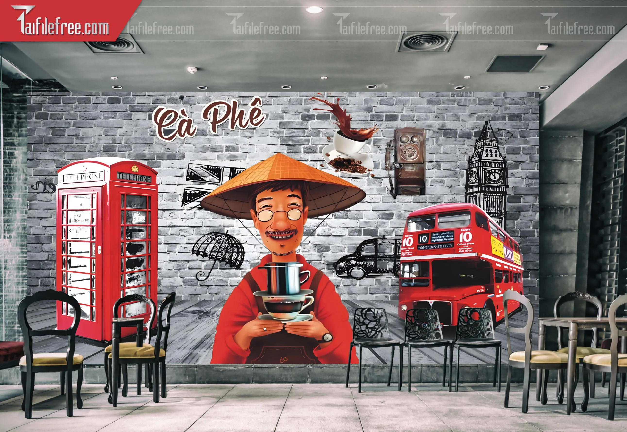 File Tranh Tường Trang Trí Quán Cà Phê, Trà Sữa_TP65