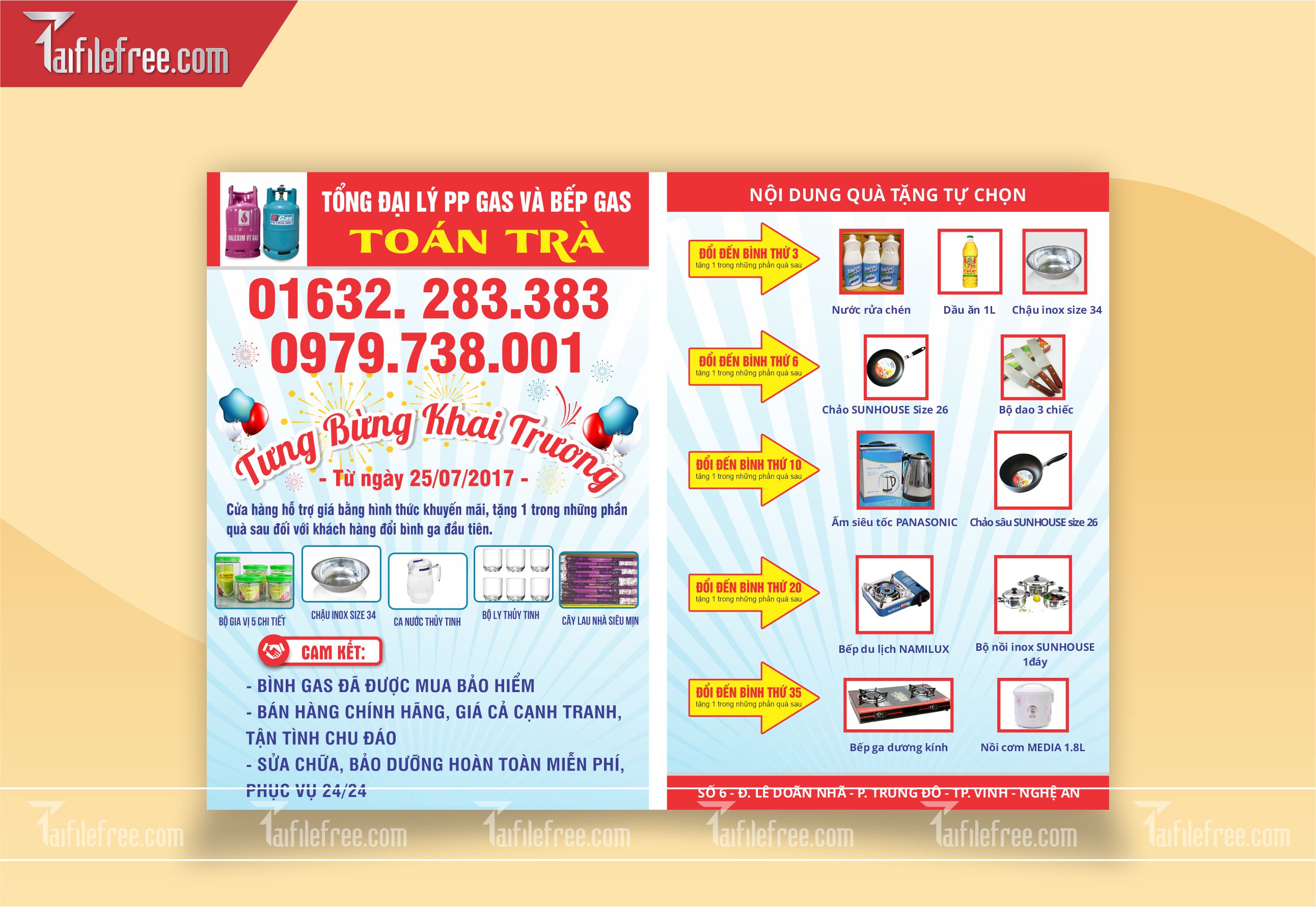 Mẫu Tờ Rơi Quảng Cáo Đẹp, Tờ Rơi Khai Trương Gas_TR10