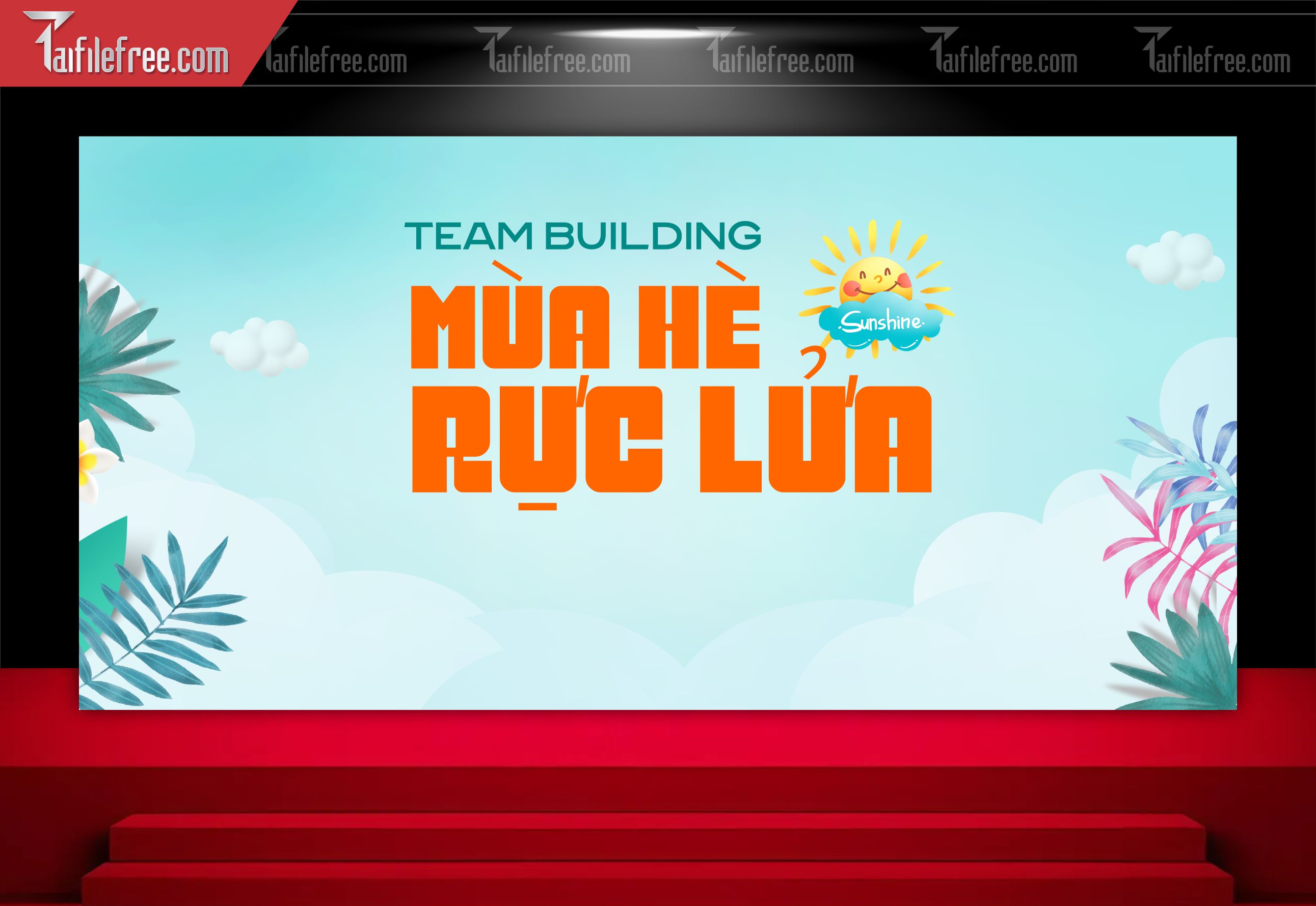 Backdrop Team Building Đẹp, Sôi động , Mùa Hè Rực Lửa_TT36