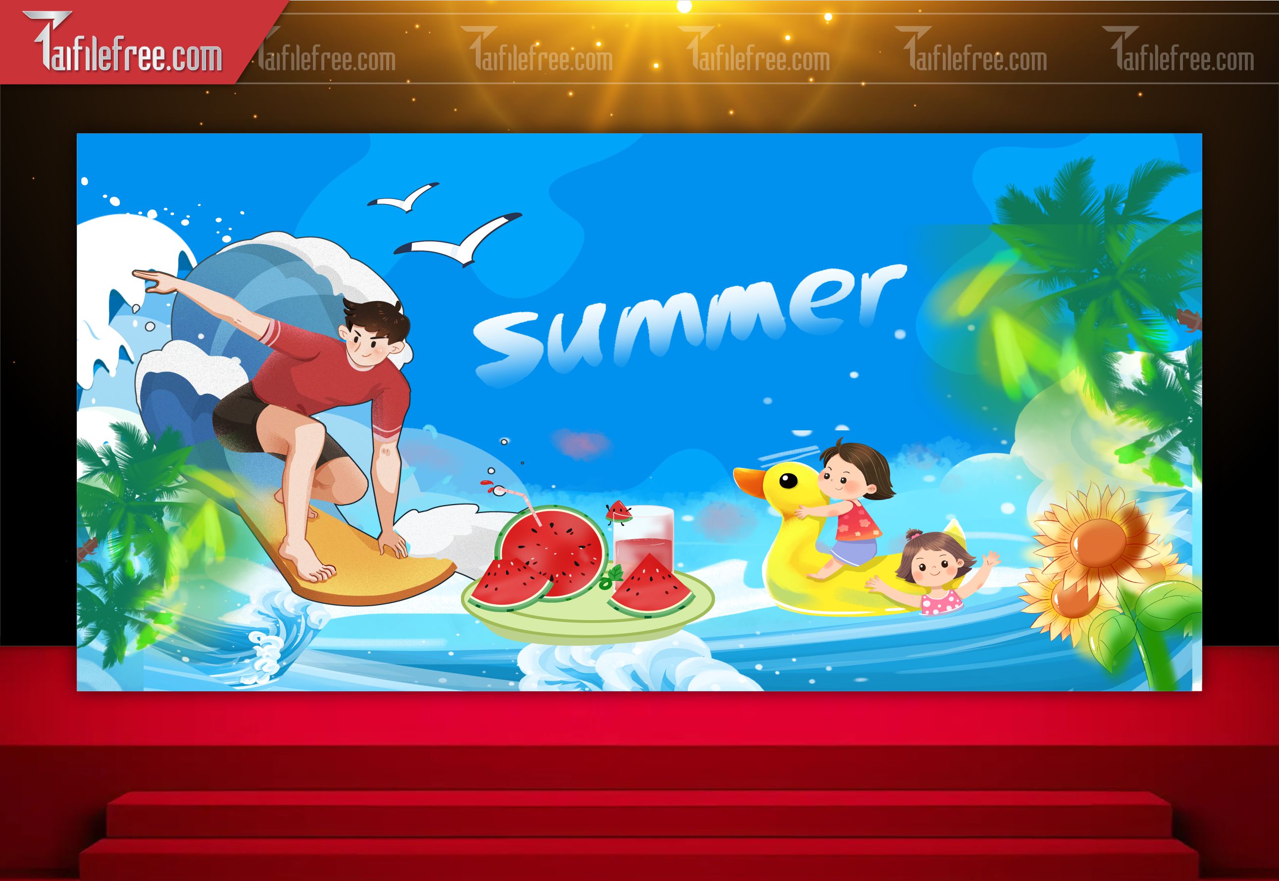 Backdrop Hello Sumer Mát Mẻ Bên Bờ Biển_TT71