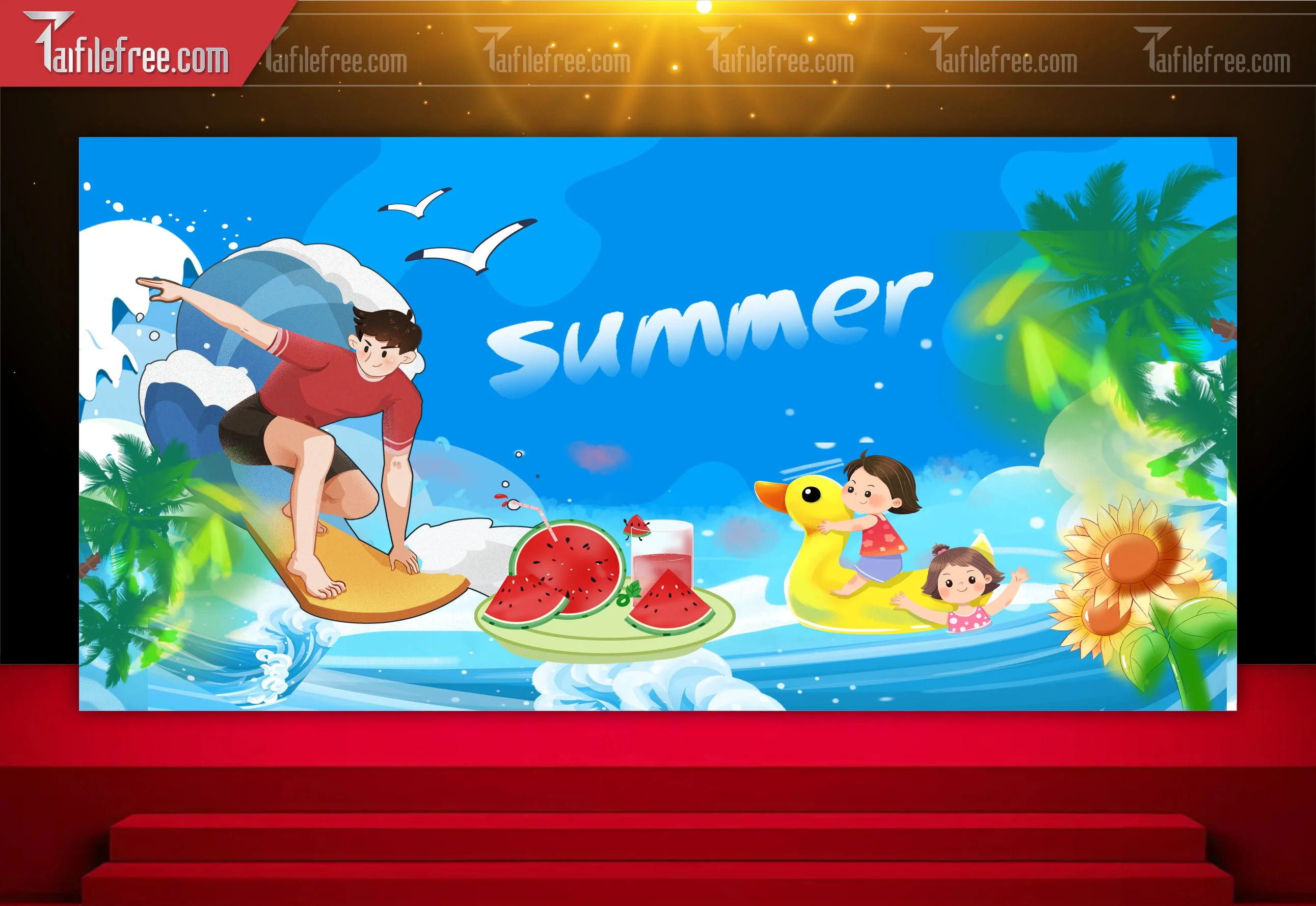 Backdrop Hello Sumer Mát Mẻ Bên Bờ Biển_TT71