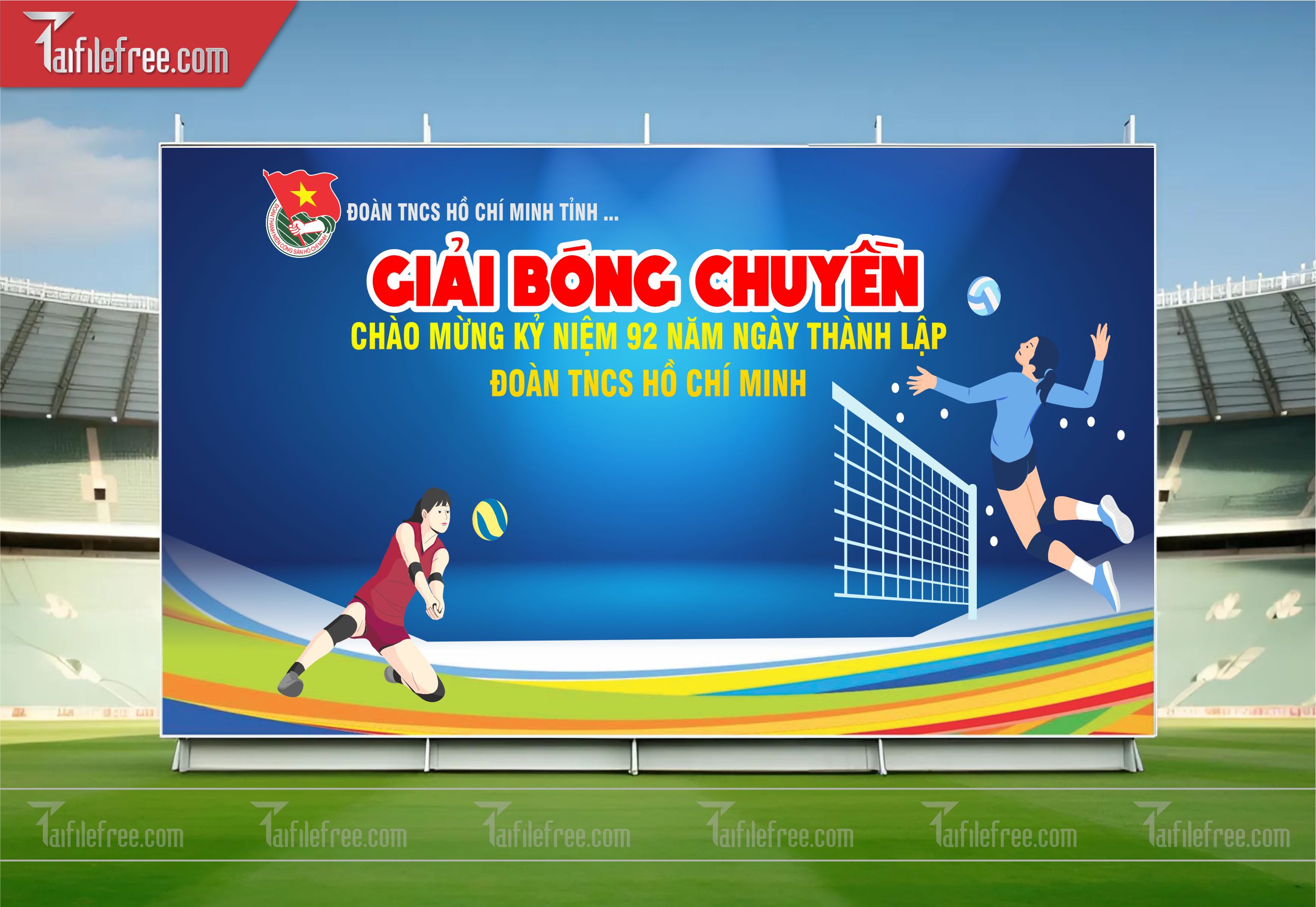 Mẫu Background Thể Thao Bóng Chuyền Năng Động Ấn Tượng TTK18
