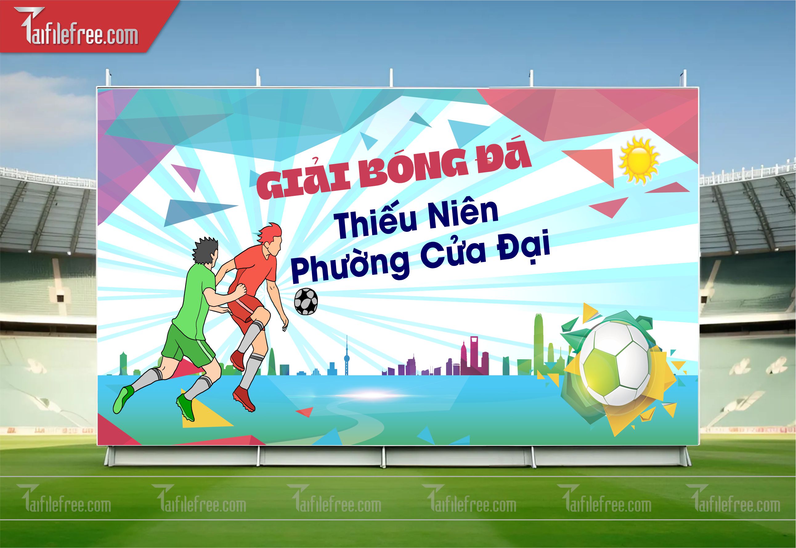 Mẫu Background Thể Thao Bóng Đá Năng Động Ấn Tượng TTK19