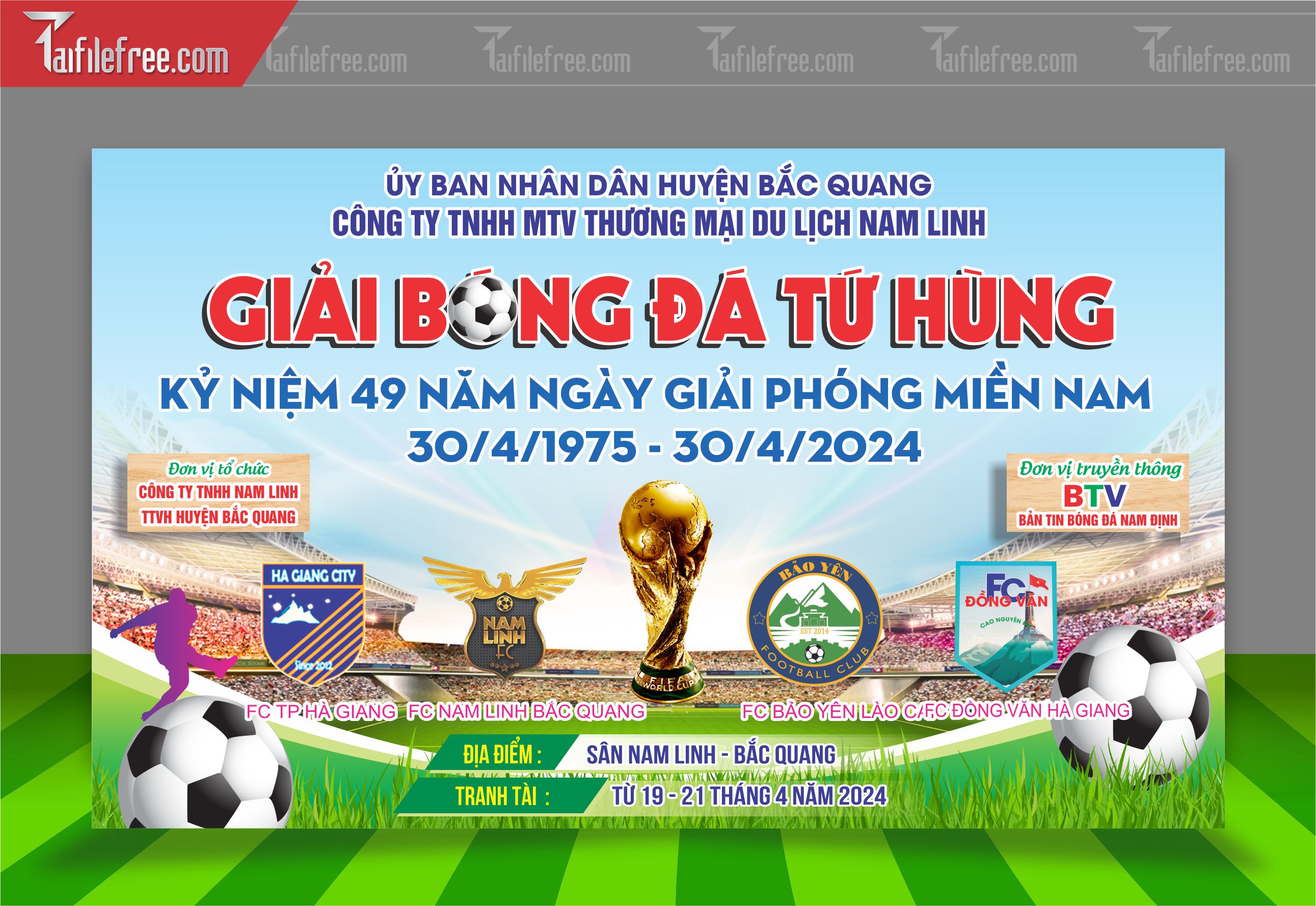 Mẫu Background Thể Thao Bóng Đá Tứ Hùng Động Ấn Tượng TTK48