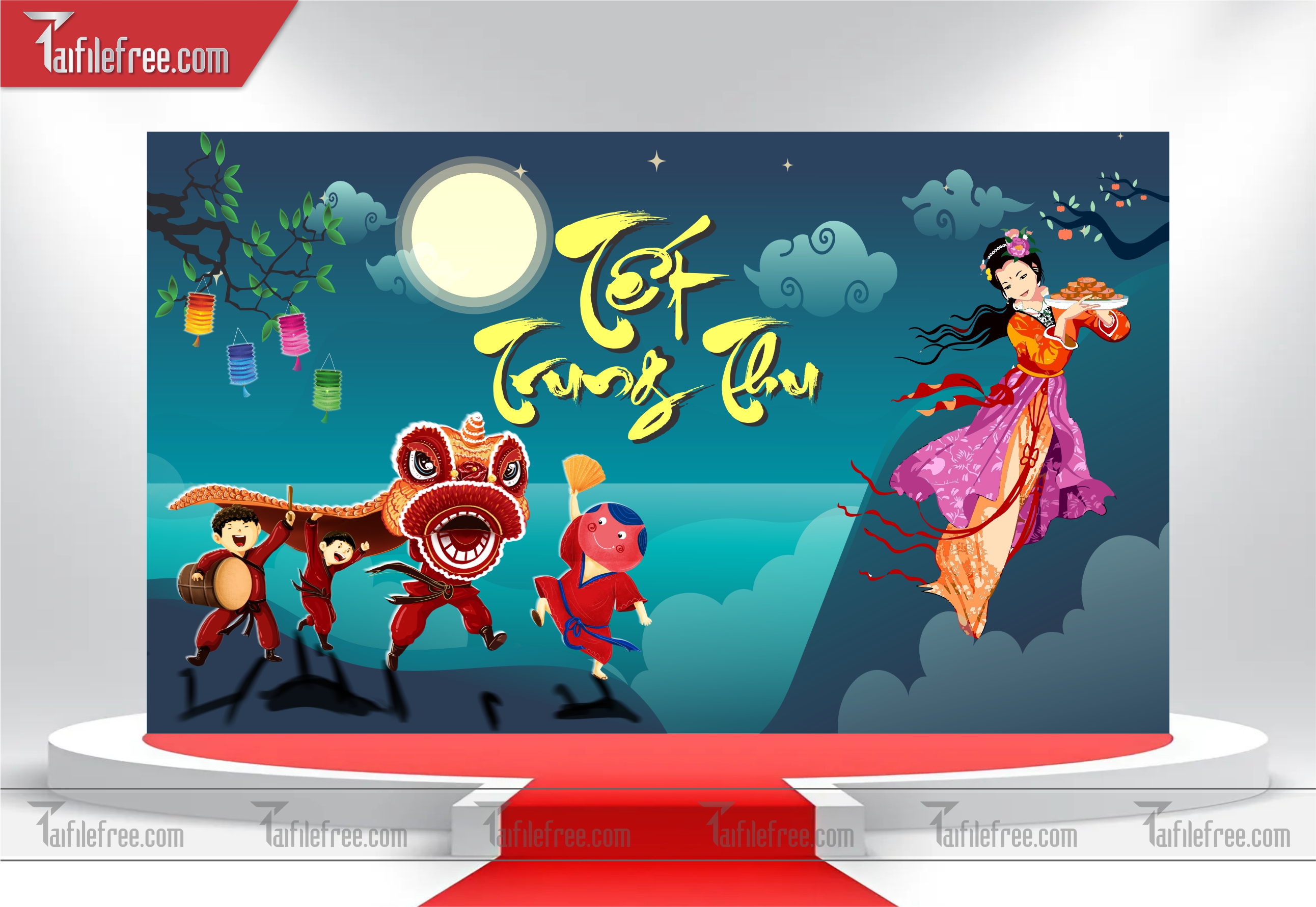 Mẫu Backdrop Trung Thu Đẹp Mắt Sáng Tạo_TTV07