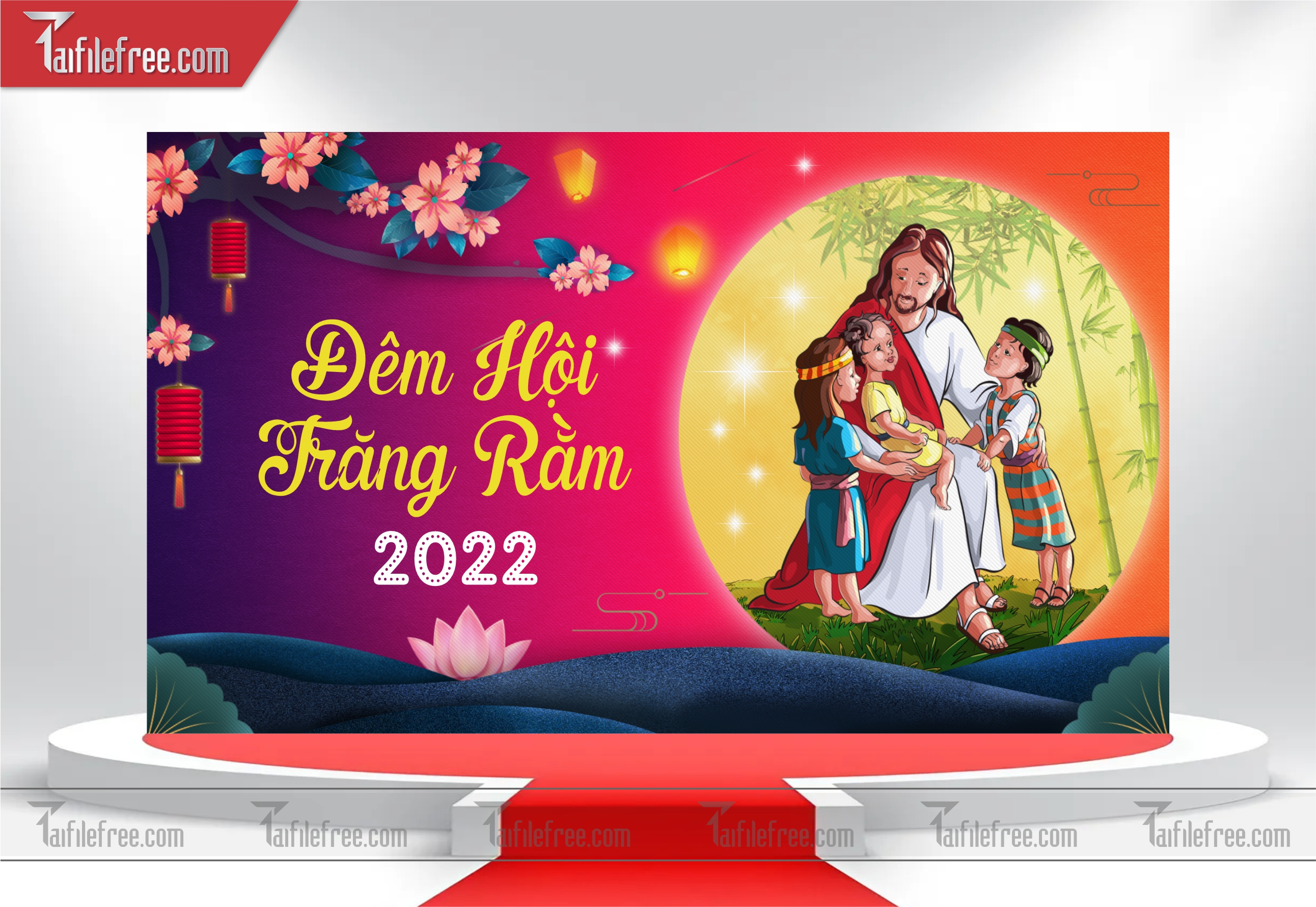 Mẫu Backdrop Trung Thu Đẹp Mắt Sáng Tạo_TTV09