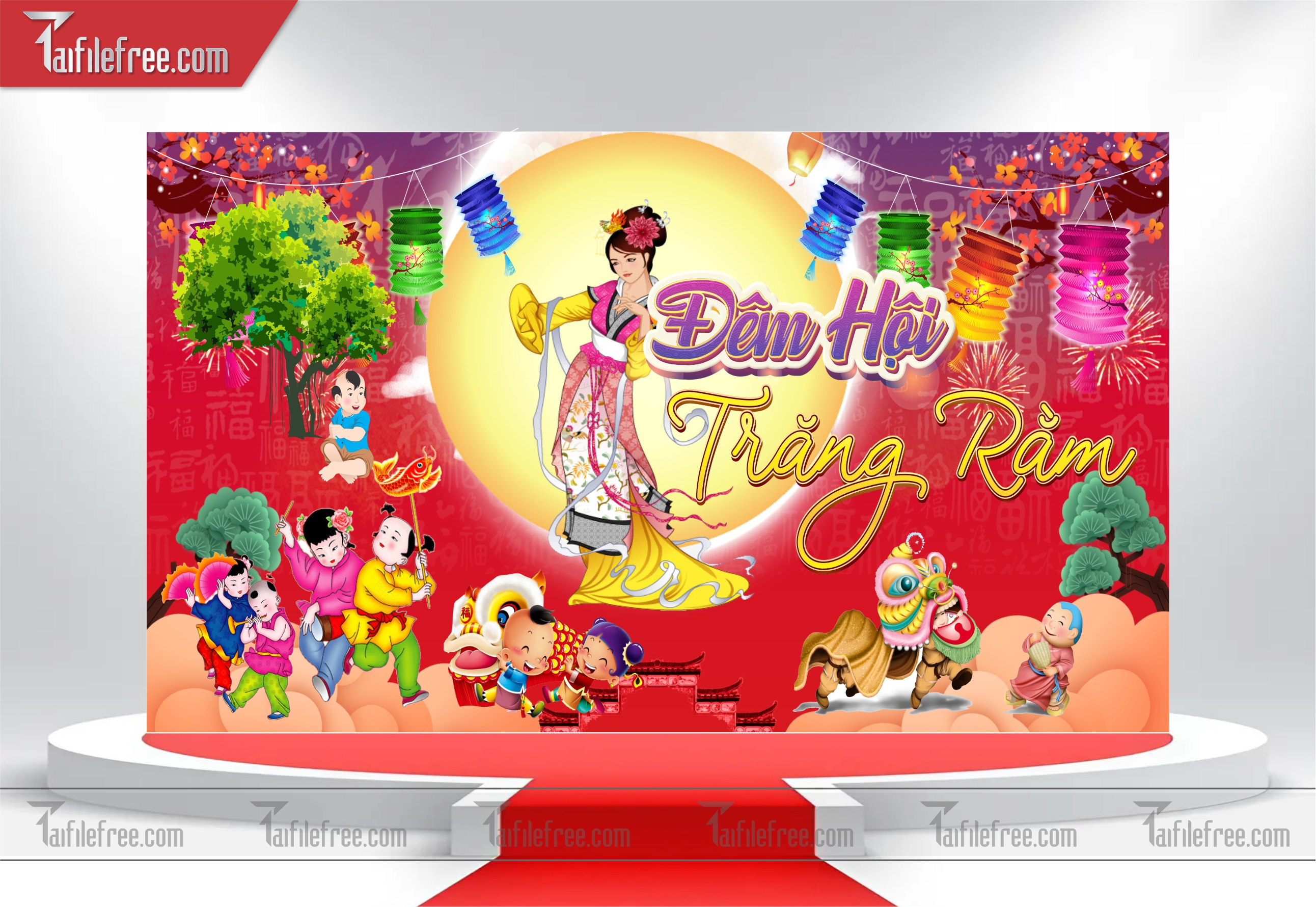 Mẫu Backdrop Trung Thu Đẹp Mắt Sáng Tạo_TTV19