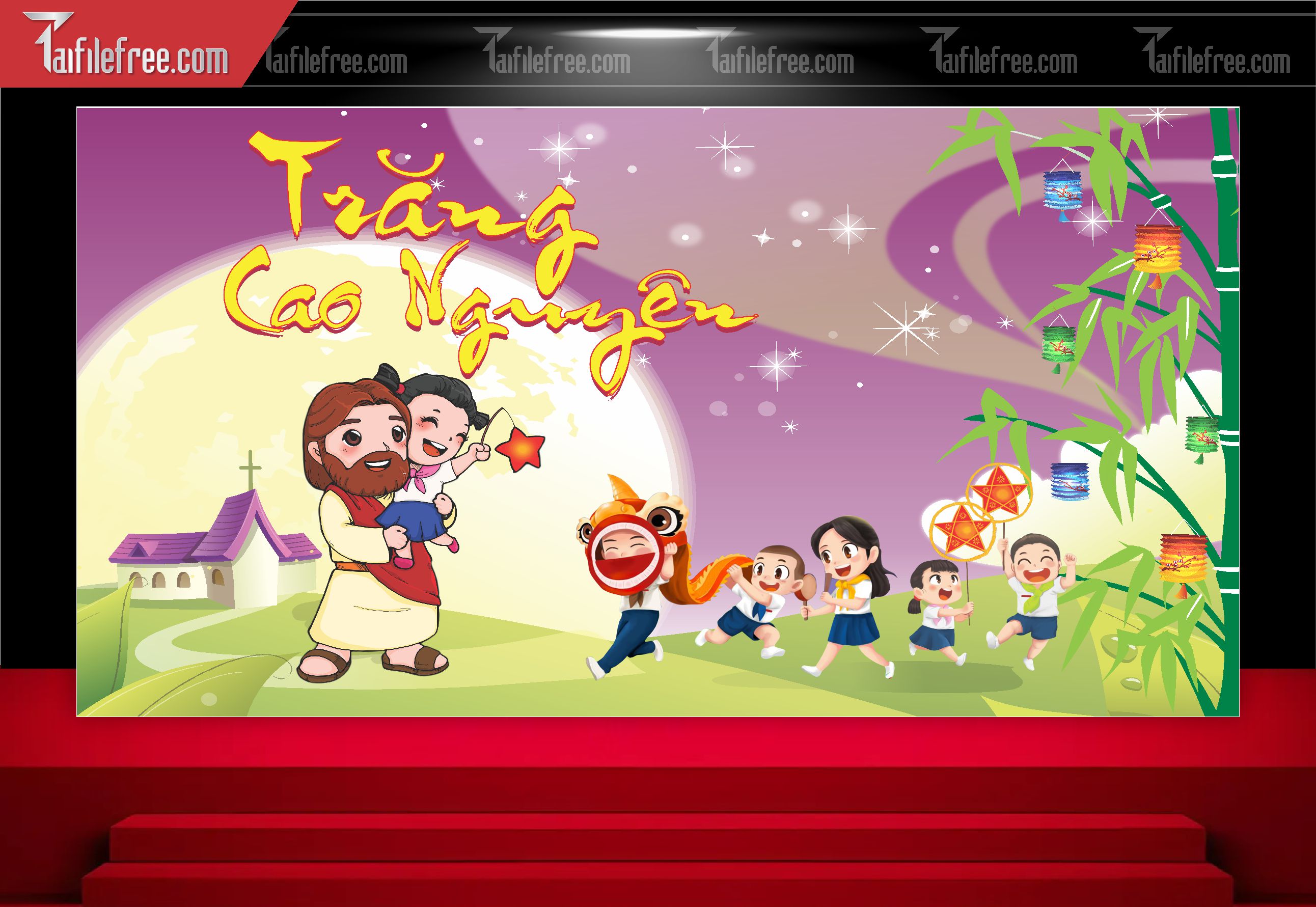 Mẫu Backdrop Trung Thu Công Giáo Đẹp Mắt Sáng Tạo_TTV103