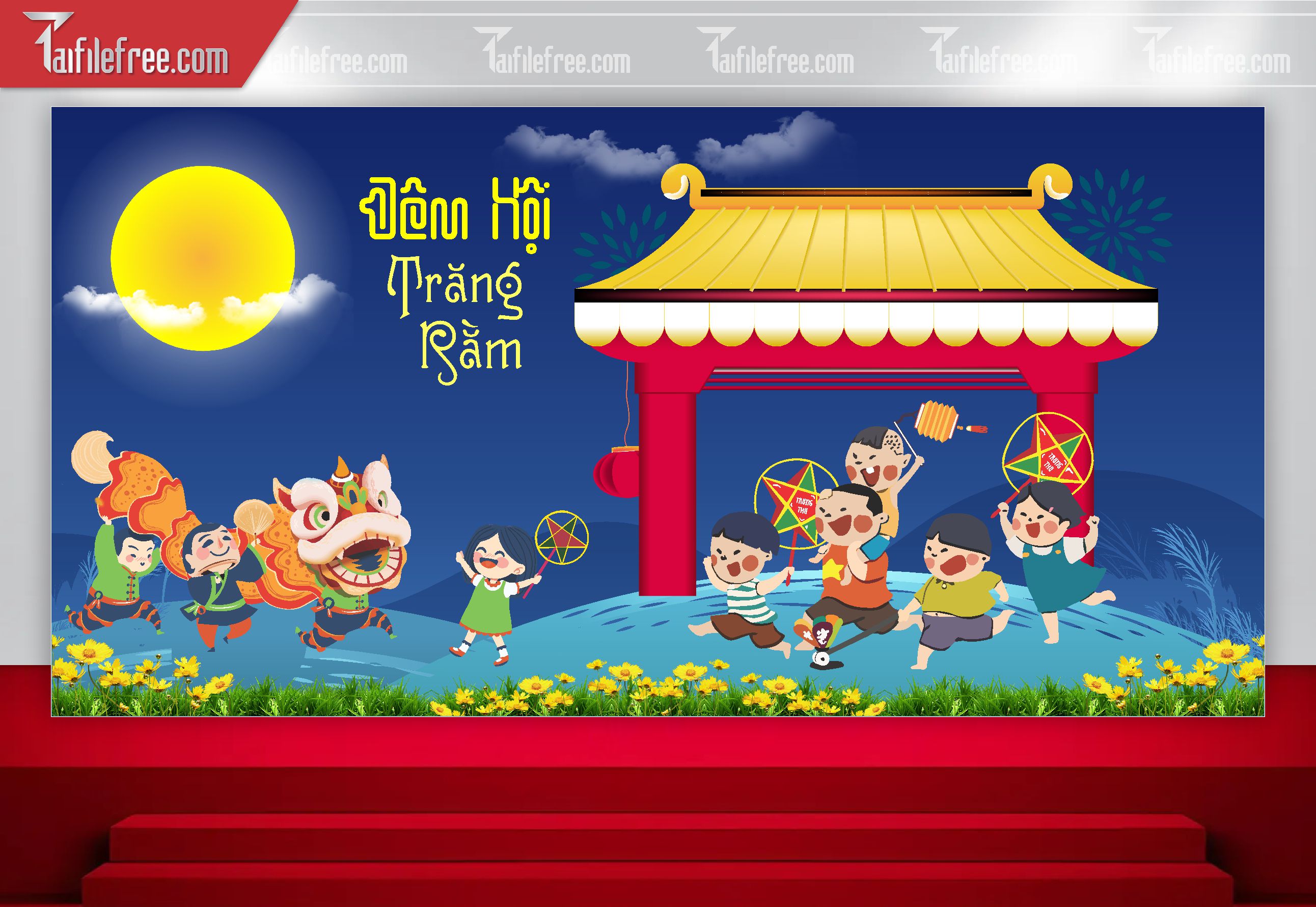 Mẫu Backdrop Trung Thu Đẹp Mắt Sáng Tạo_TTV105