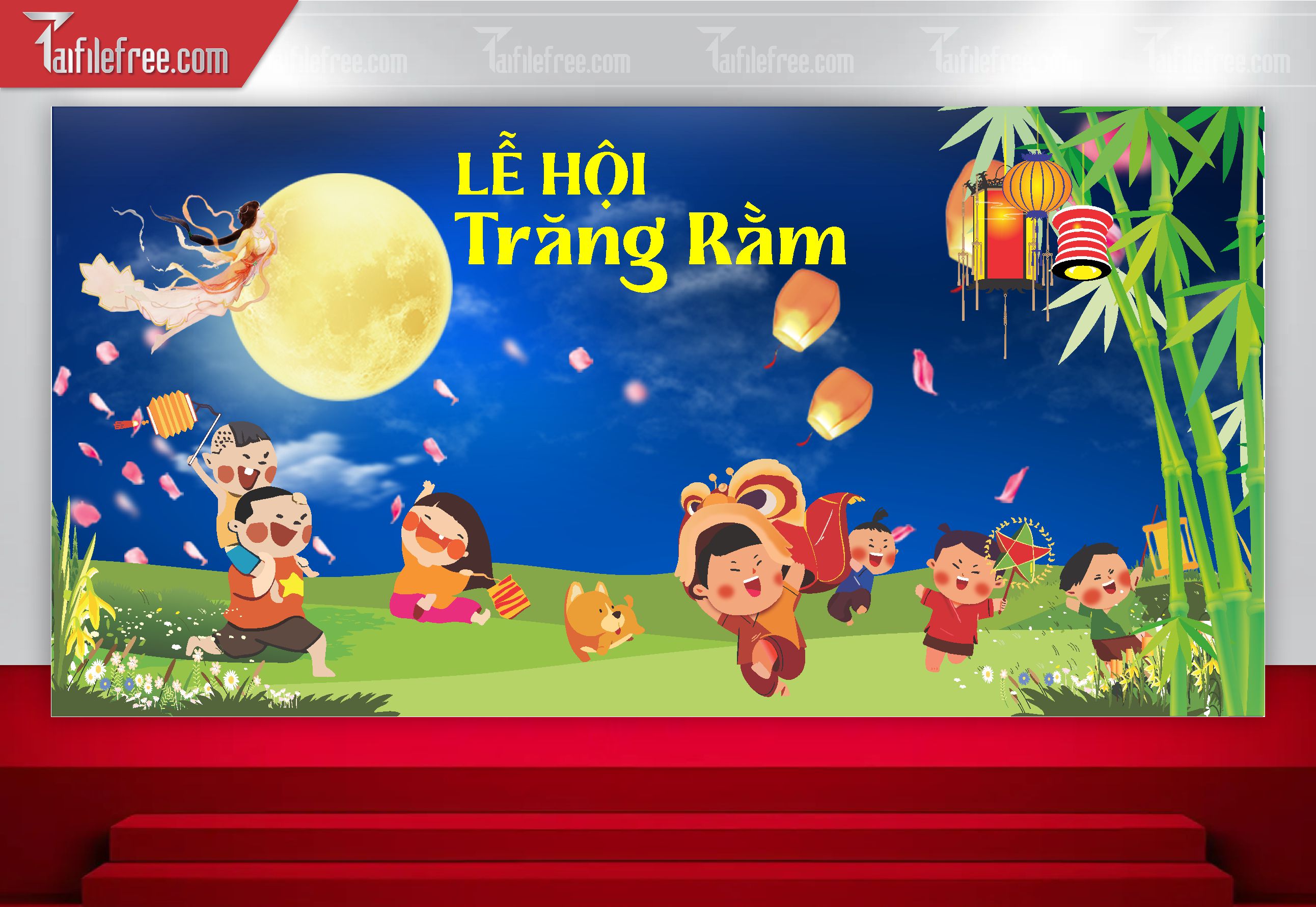 Mẫu Backdrop Trung Thu Đẹp Mắt Sáng Tạo_TTV106