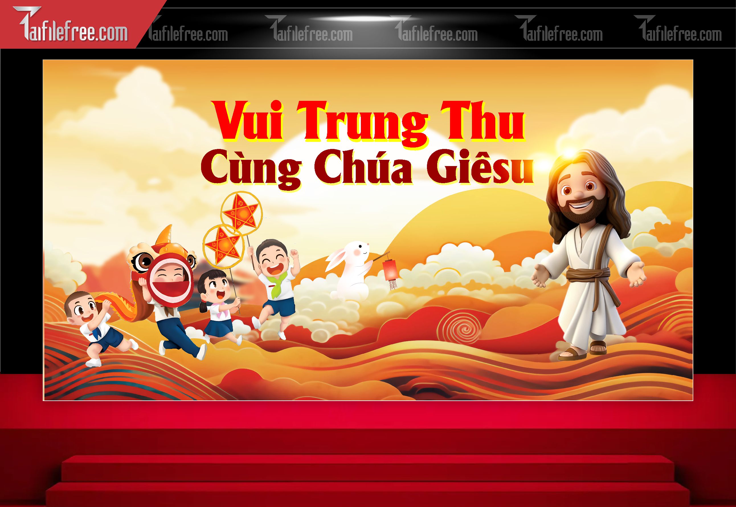 Mẫu Backdrop Trung Thu Công Giáo Đẹp Mắt Sáng Tạo_TTV110