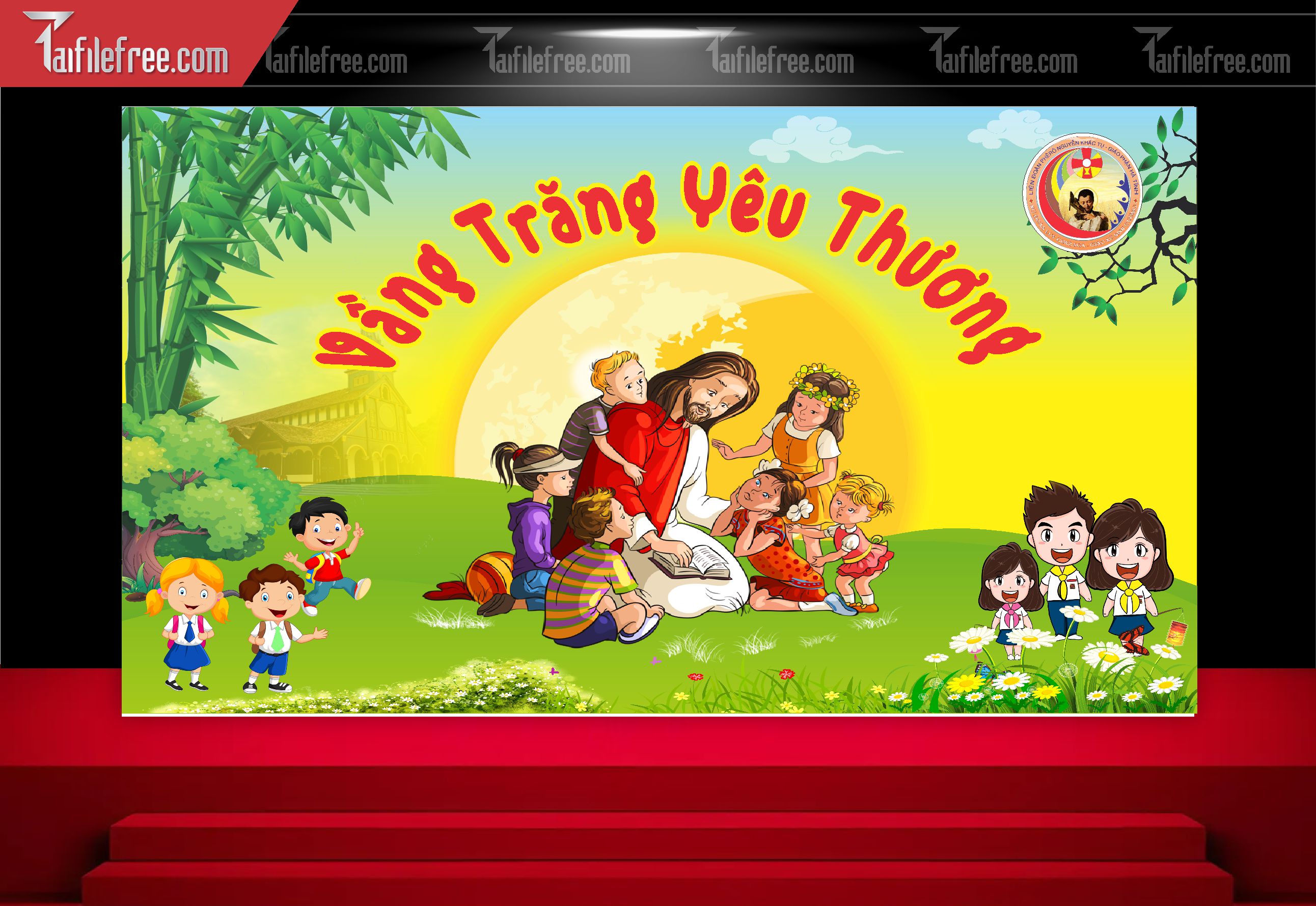 Mẫu Backdrop Trung Thu Công Giáo Đẹp Mắt Sáng Tạo_TTV119