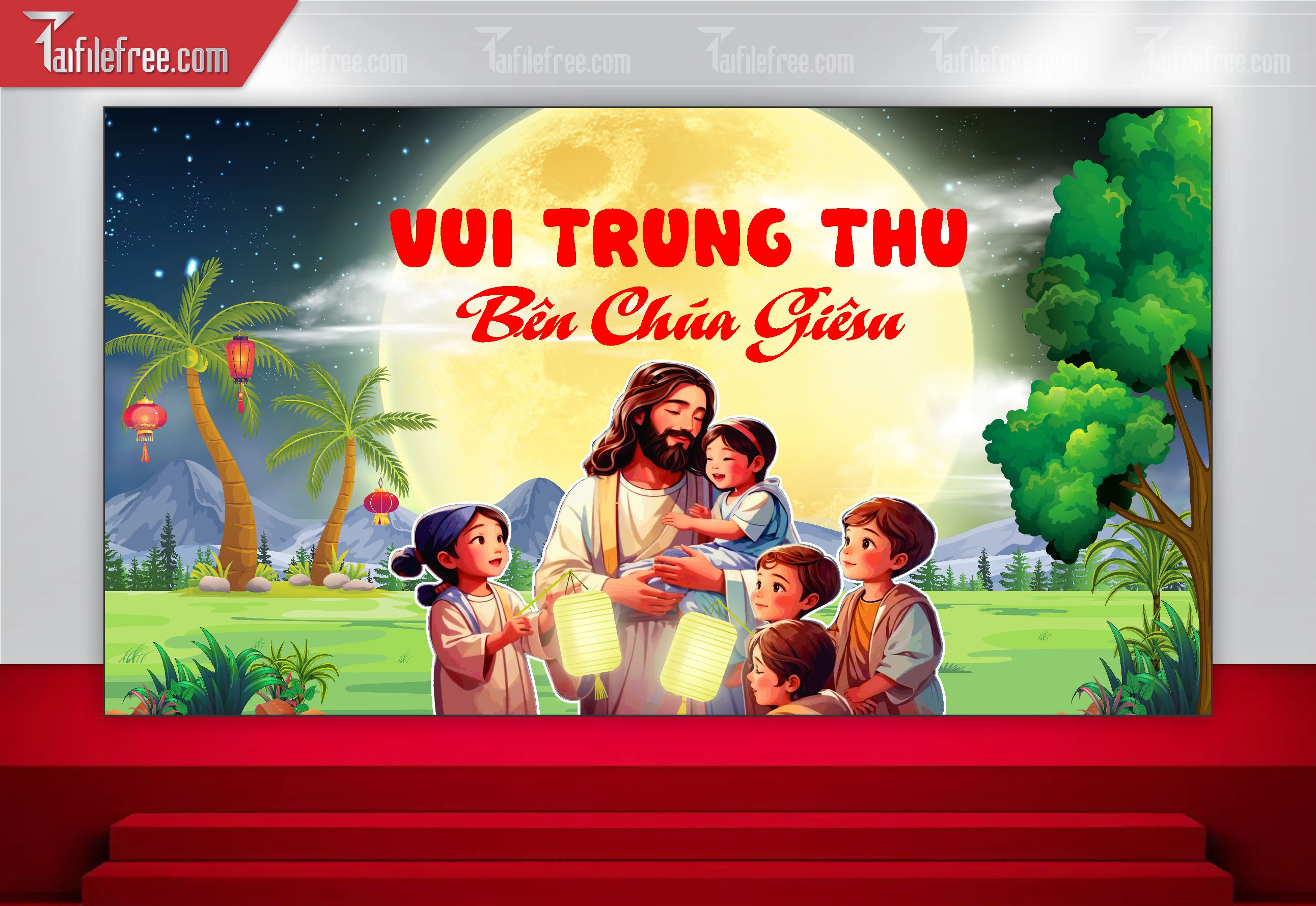 Mẫu Backdrop Trung Thu Công Giáo Đẹp Mắt Sáng Tạo_TTV120
