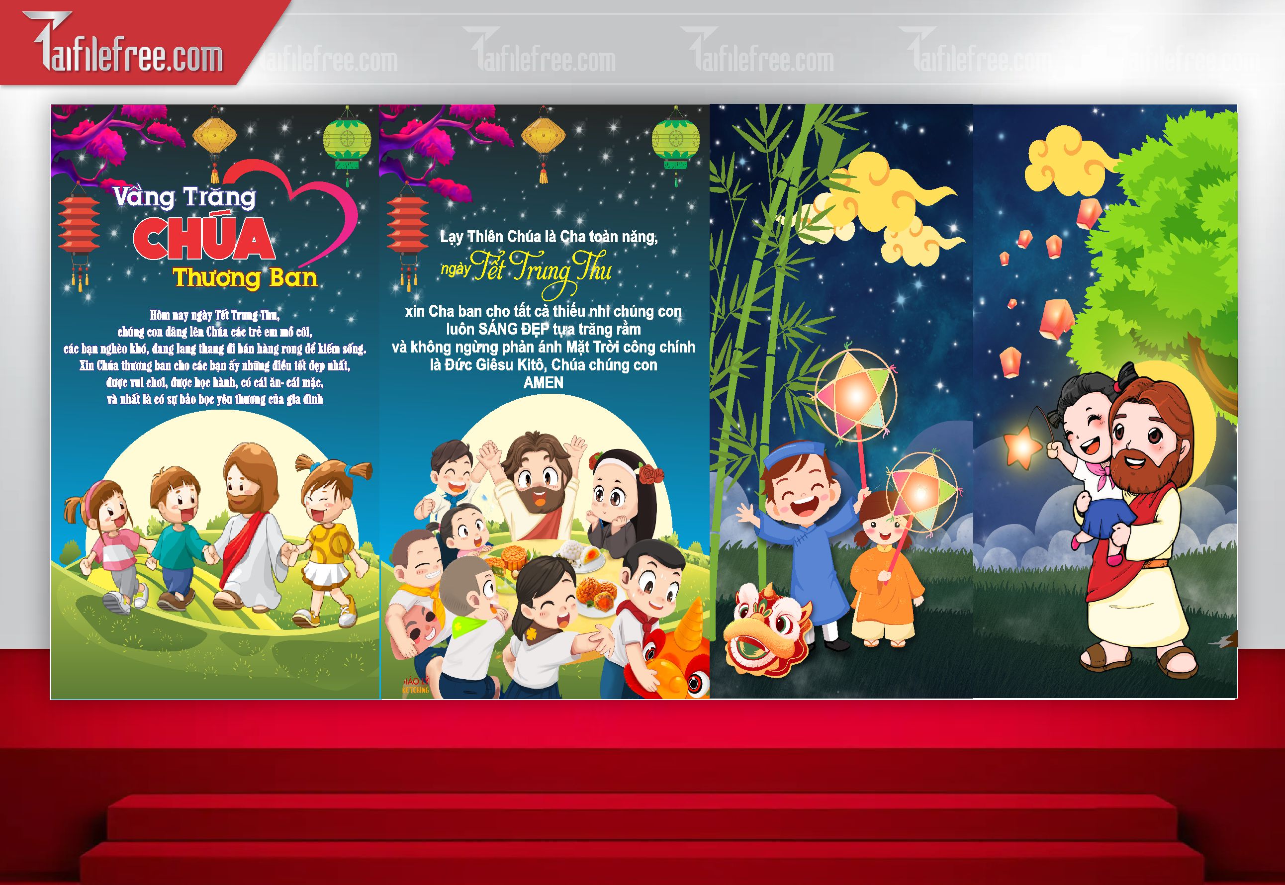 Mẫu Backdrop Trung Thu Công Giáo Đẹp Mắt Sáng Tạo_TTV122