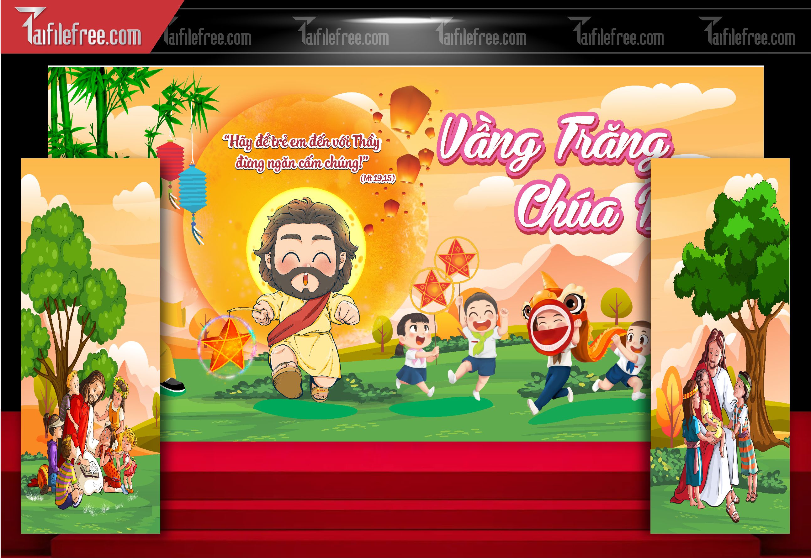 Mẫu Backdrop Trung Thu Công Giáo Đẹp Mắt Sáng Tạo_TTV123