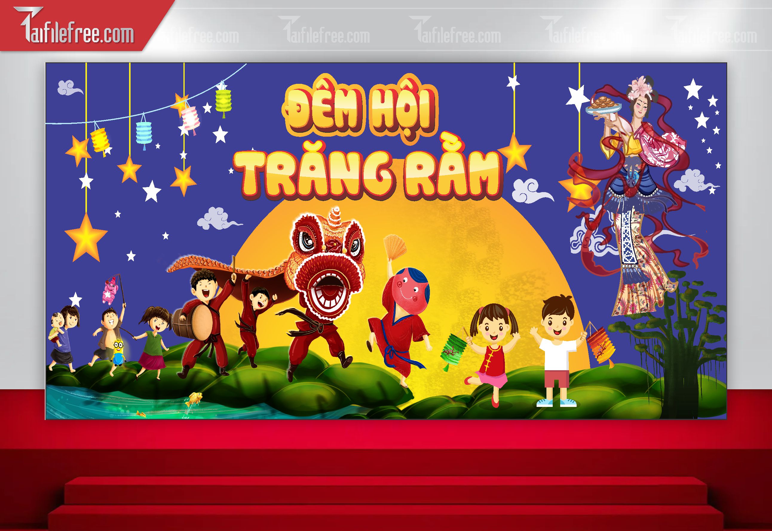 Mẫu Backdrop Trung Thu Công Giáo Đẹp Mắt Sáng Tạo_TTV124