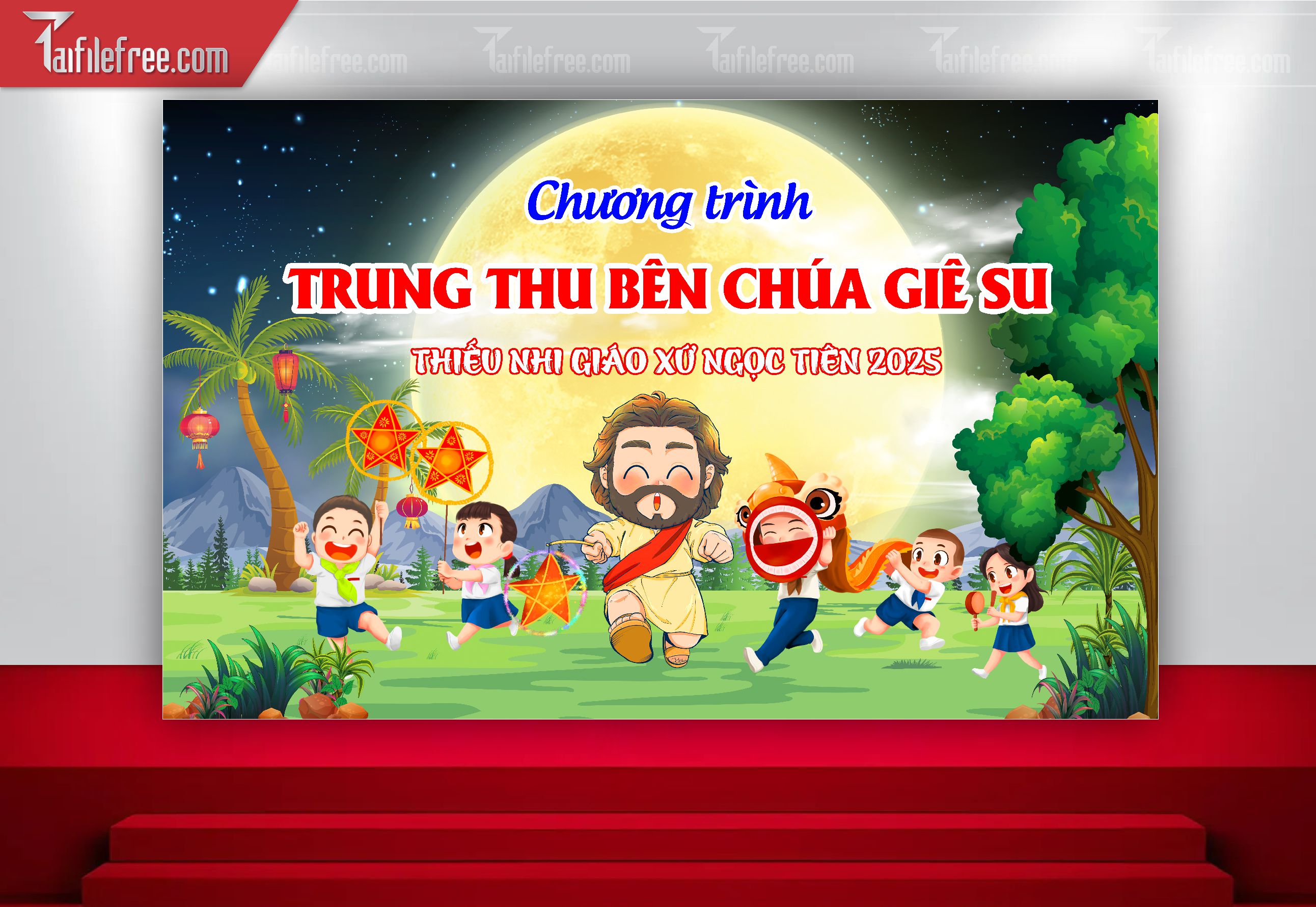 Mẫu Backdrop Trung Thu Công Giáo Đẹp Mắt Sáng Tạo_TTV141