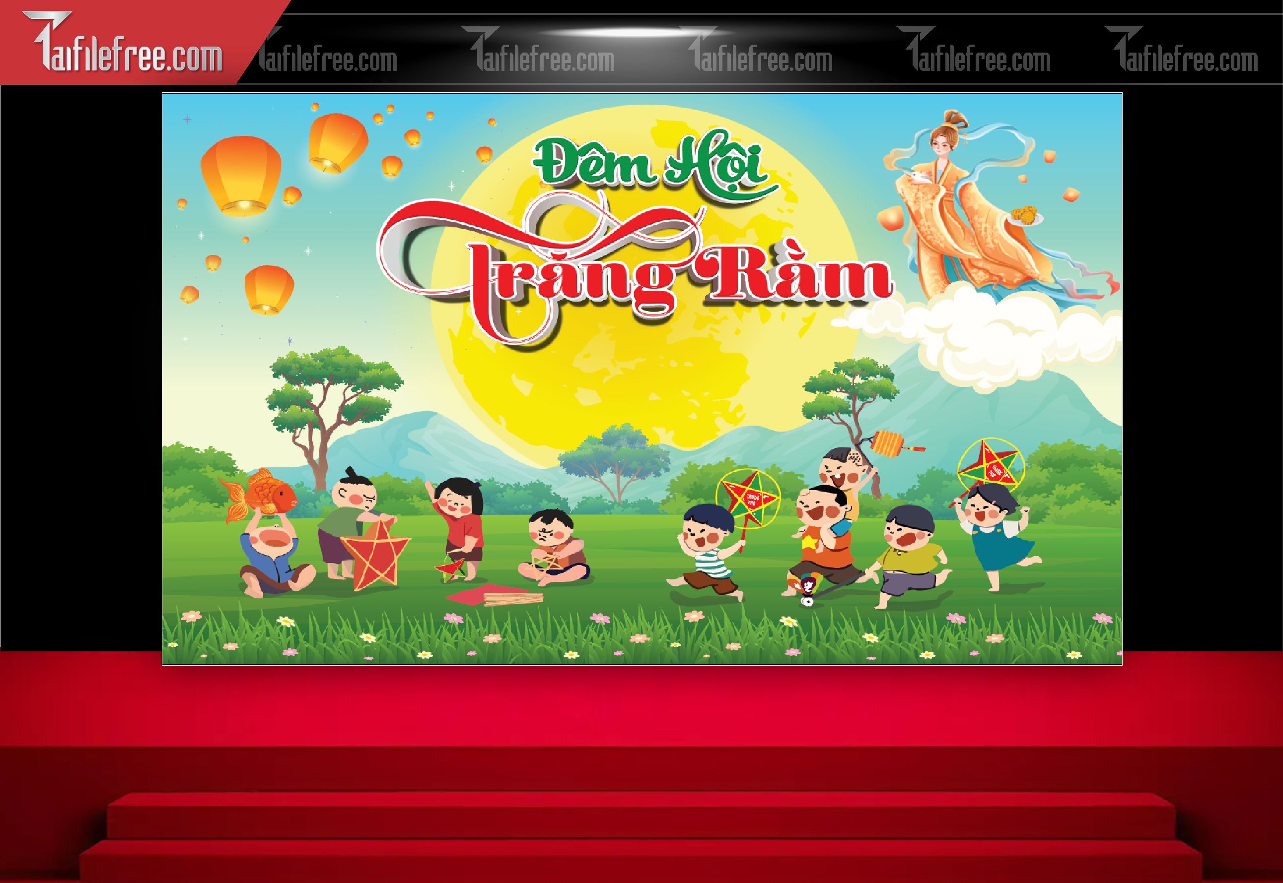 Mẫu Backdrop Trung Thu Đẹp Mắt Sáng Tạo_TTV159