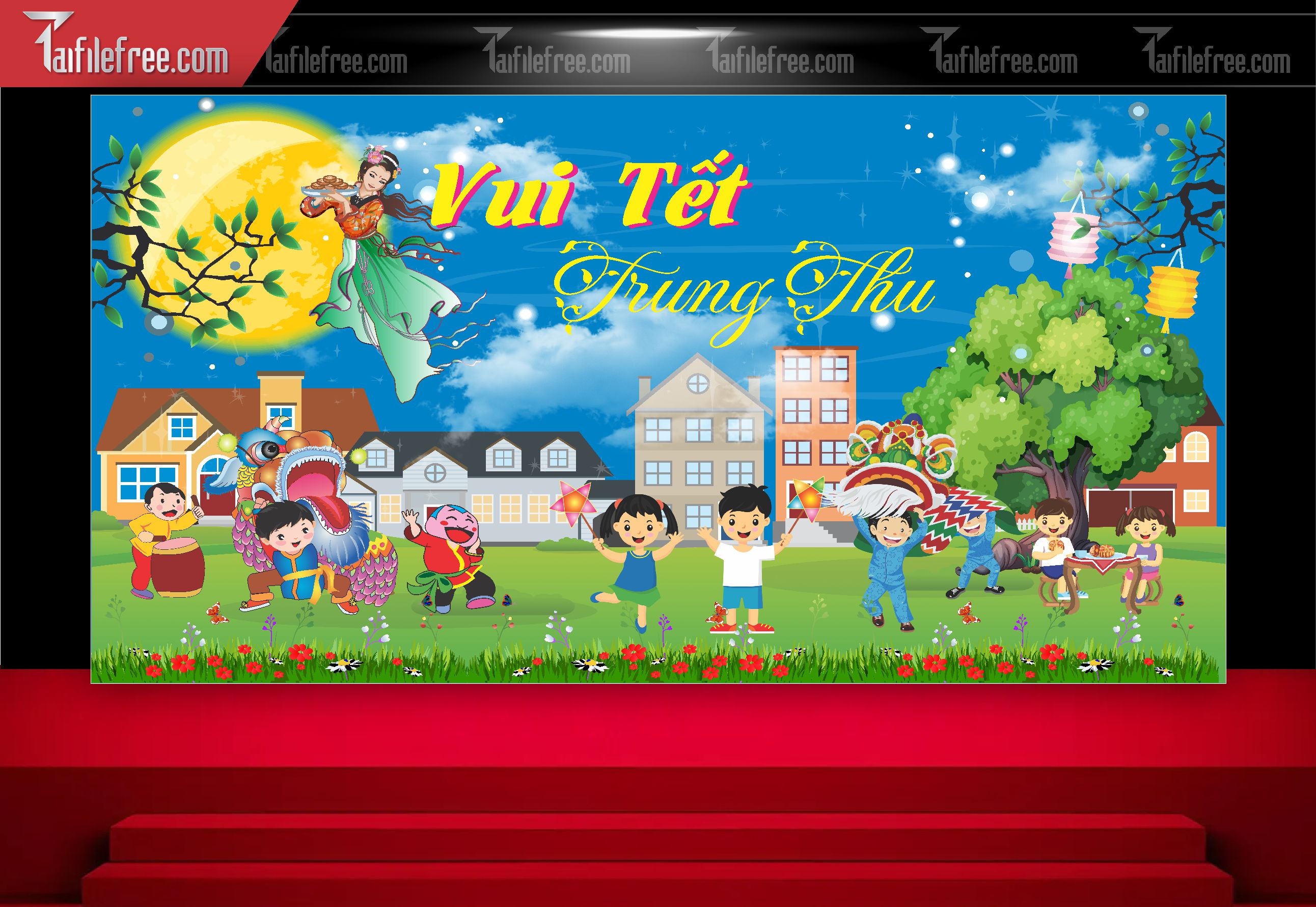 Mẫu Backdrop Trung Thu Đẹp Mắt Sáng Tạo_TTV208