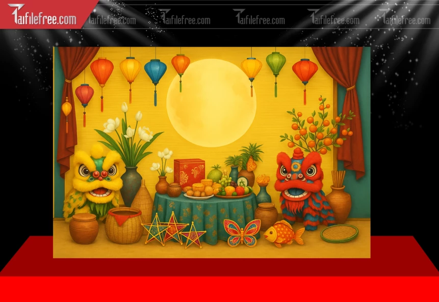 Mẫu Tiểu Cảnh Tết Trung Thu File PNG Đẹp Mắt Sáng Tạo.,_TTV423