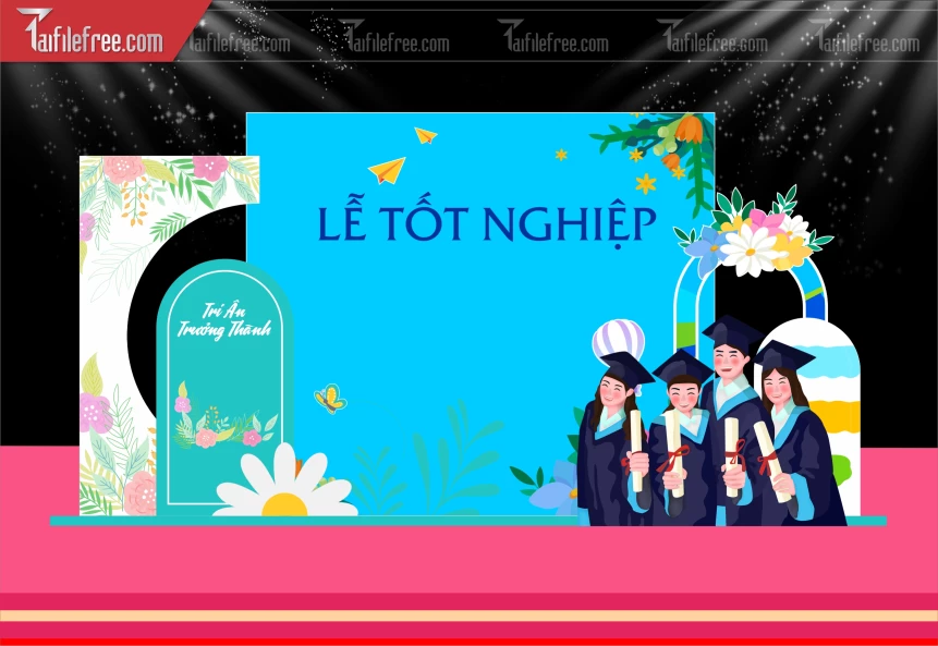 Background Phông Nền Sân Khấu Lễ Tốt Nghiệp Cuối Năm Trường Học LTK95