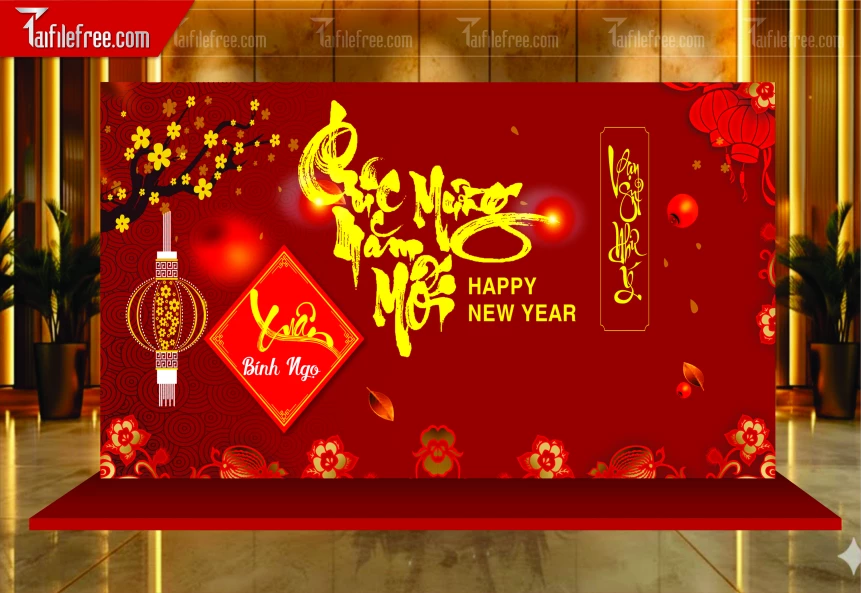 Mẫu Phông Nền Chúc Mừng Năm Mới Năm Chào Xuân Bính Ngọ _PT953