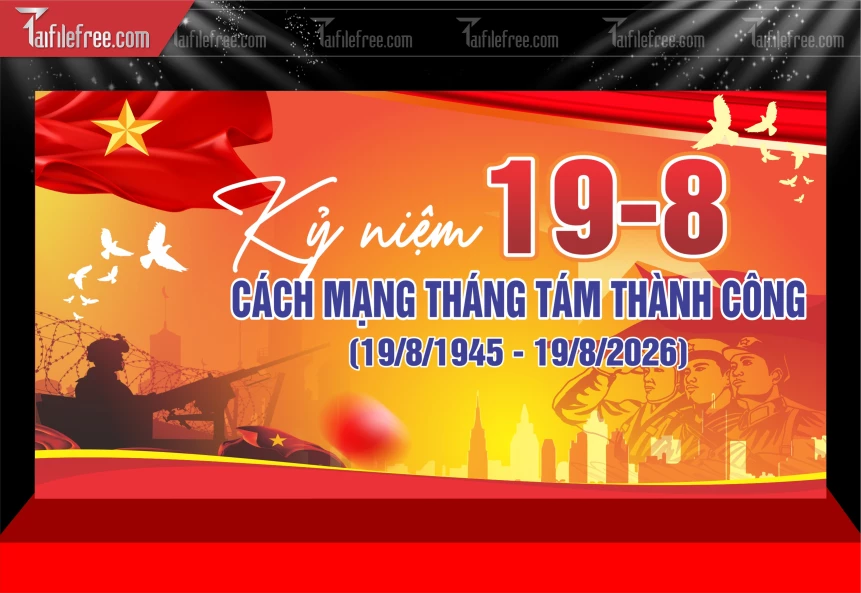 Mẫu Phông Nền Chào Mừng Cách Mạng Tháng Tám Thành Công_BH1001