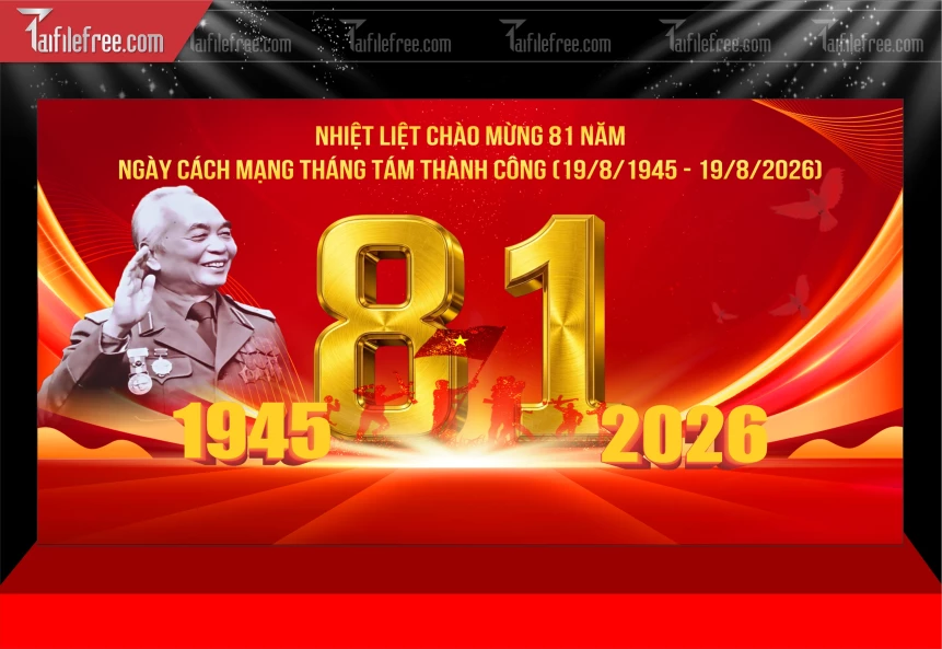 Mẫu Phông Nền Chào Mừng Cách Mạng Tháng Tám Thành Công_BH1013