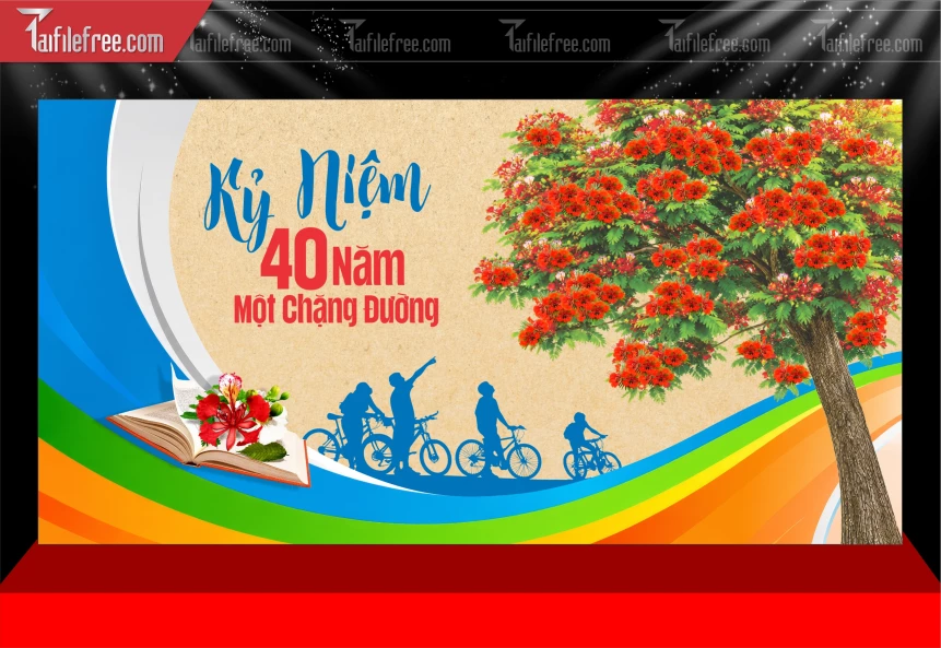 Mẫu Phông Nền Kỷ Niệm 40 Năm Ngày Ra Trường_BH1054
