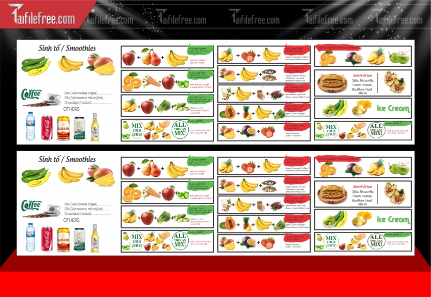 Menu Tiệm Nước Ép Trái Cây_BH1069