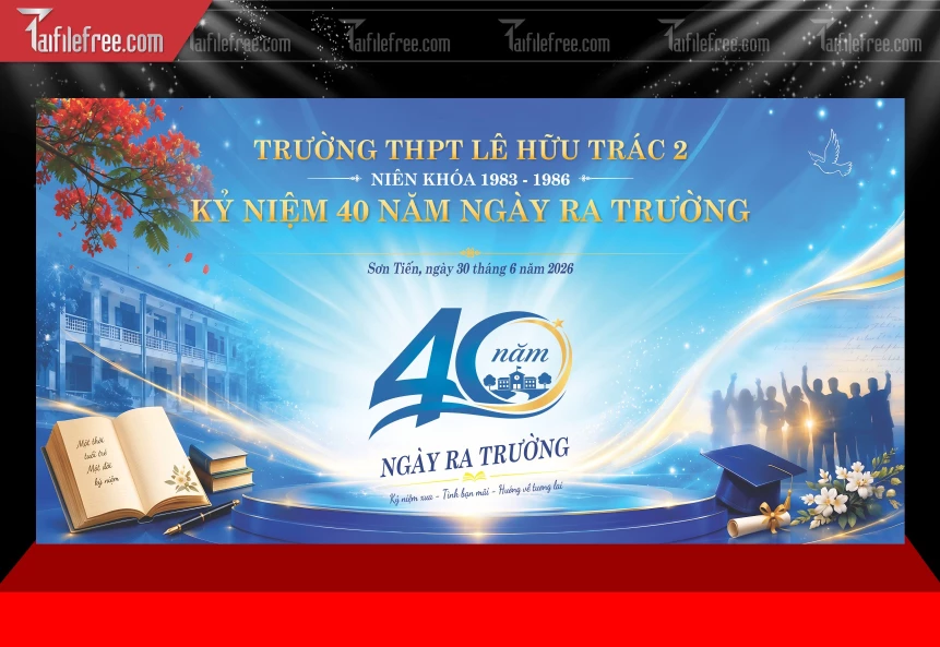 Mẫu Phông Nền Kỷ Niệm 40 Năm Ngày Ra Trường_BH1095