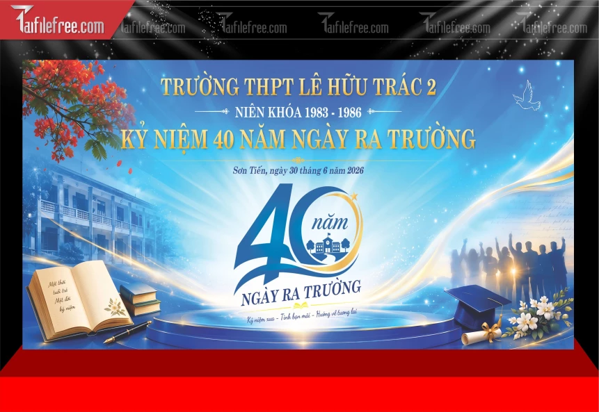 Mẫu Phông Nền Kỷ Niệm 40 Năm Ngày Ra Trường_BH1118