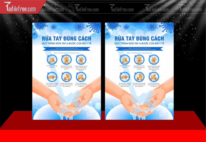 Mẫu Poster Quy Trình Rửa Tay 6 Bước Của Bộ Y tế_BH1163
