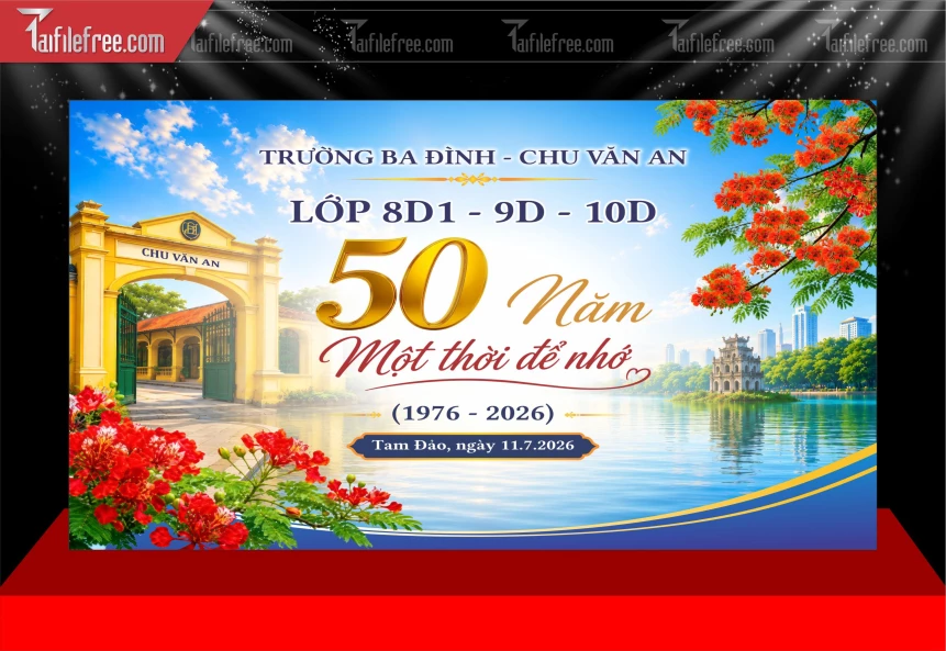 Mẫu Phông Nền Kỷ Niệm 50 Năm Ngày Ra Trường_BH1191