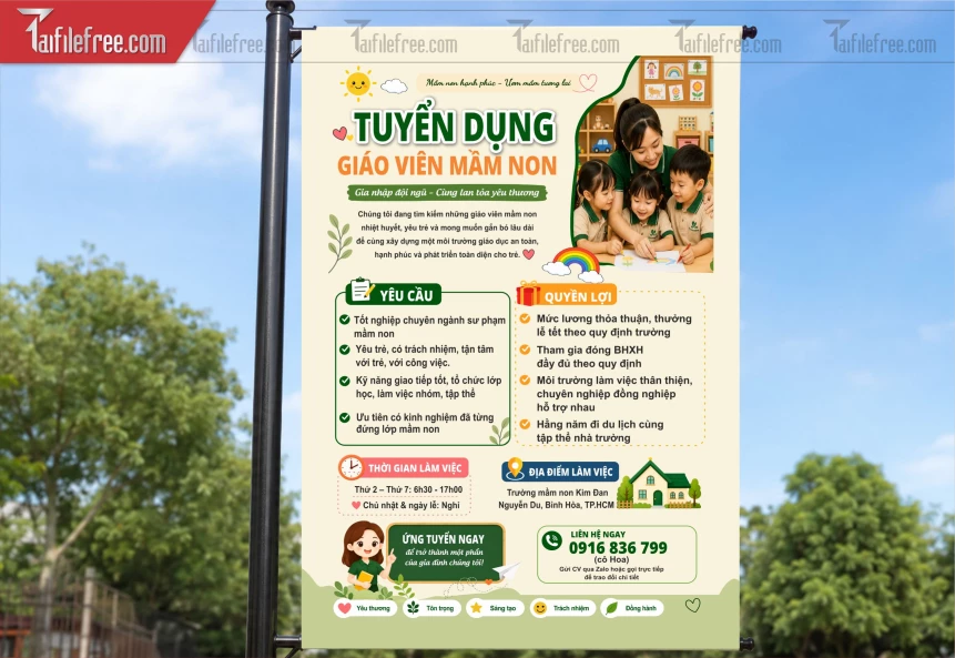 Mẫu Poster Tuyển Dụng Giáo Viên Mầm Non_BH1233