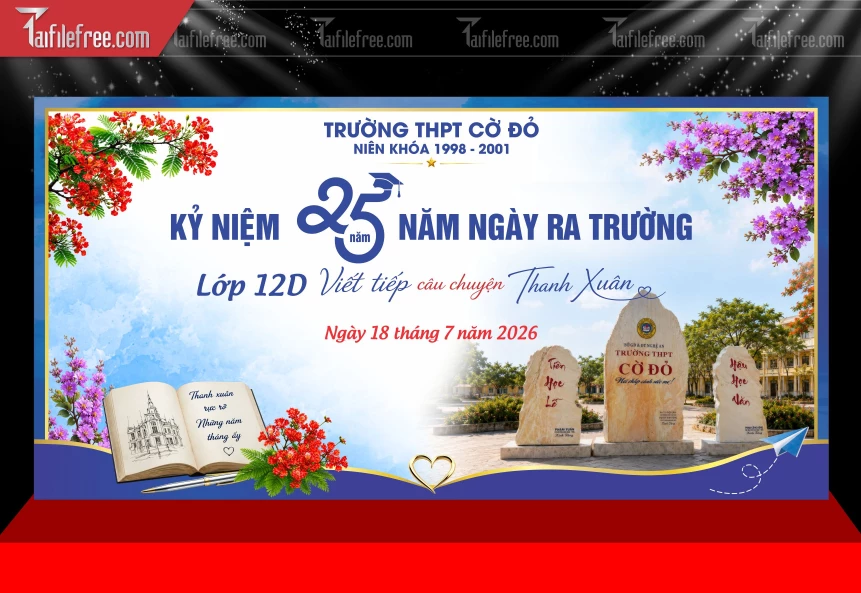 Mẫu Phông Nền Kỷ Niệm 25 Năm Ngày Ra Trường_BH1256