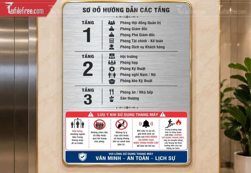 Mẫu Bảng Sơ Đồ Hướng Dẫn Các Tầng_BH1292