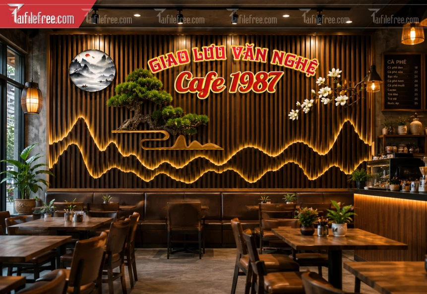 Mẫu Vách Nan Gỗ Giao Lưu Văn Nghệ Quán Caffe_BH1293